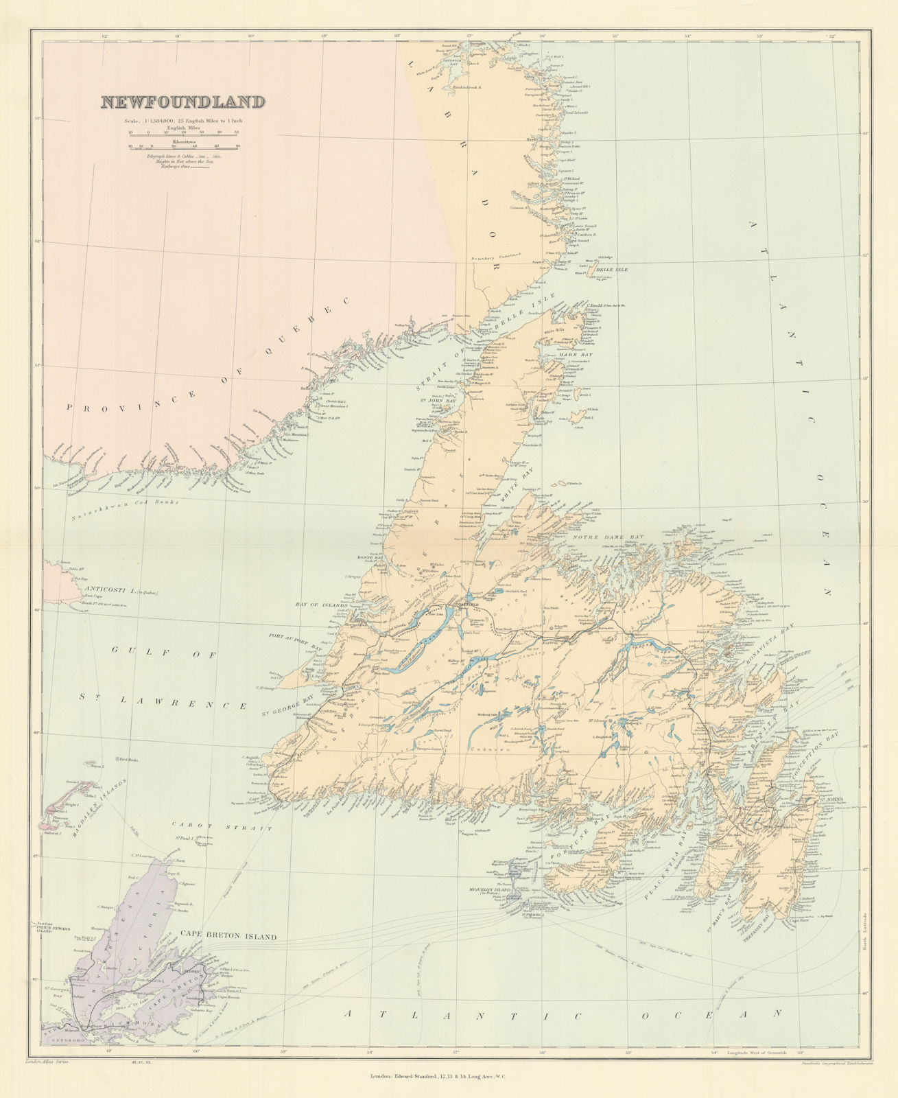 Associate Product Newfoundland Labrador Cape Breton Island St Pierre & Miquelon STANFORD 1904 map