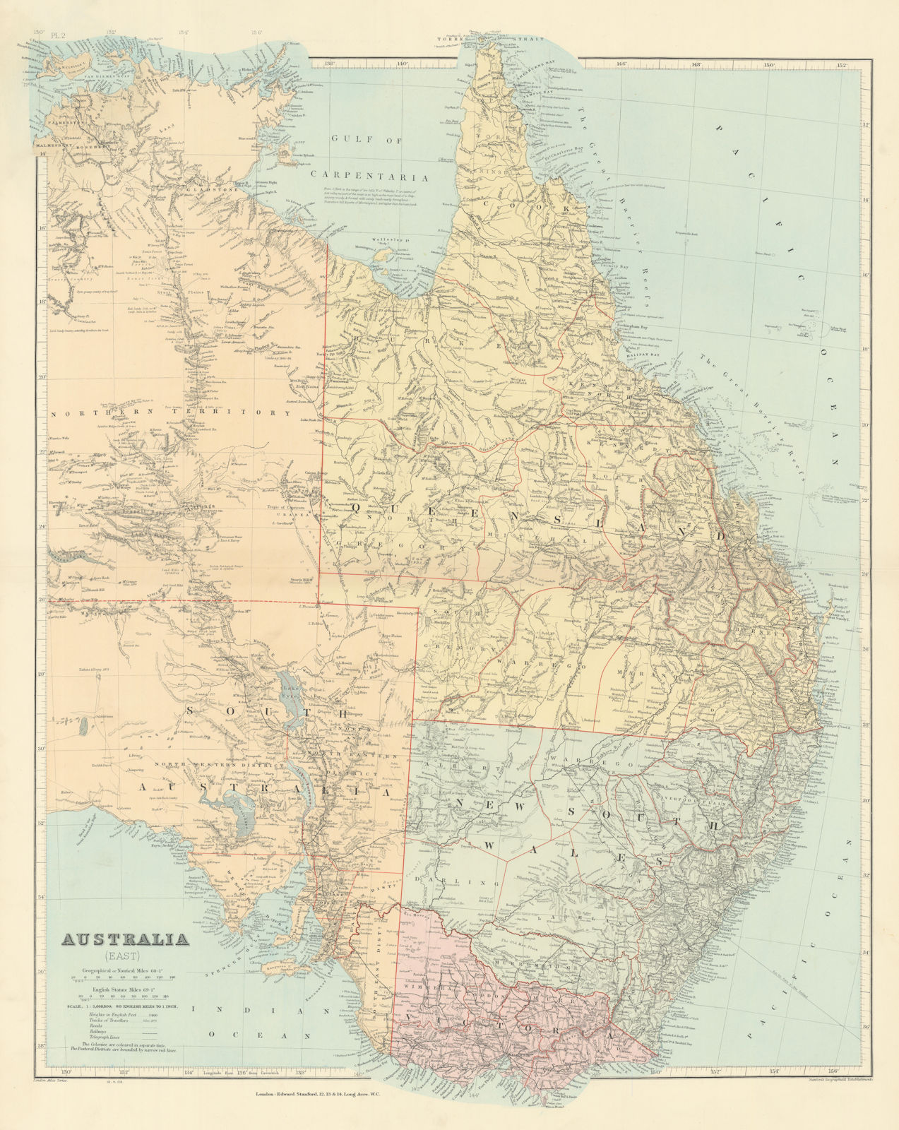 Associate Product Eastern Australia. New South Wales Victoria Queensland. STANFORD 1904 old map