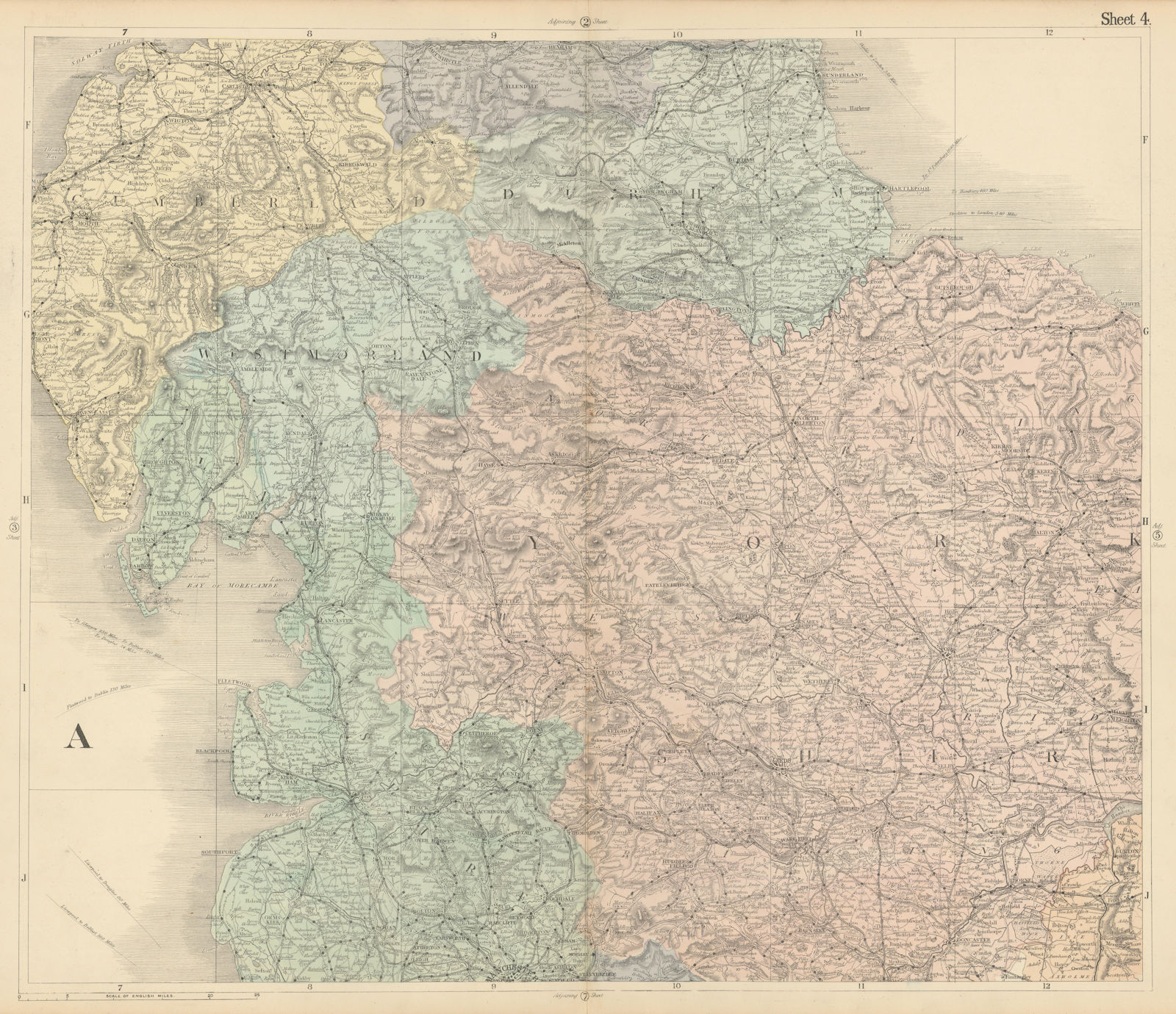 Associate Product Northern England. Lake District Pennines Yorkshire Dales & Moors. BACON 1883 map
