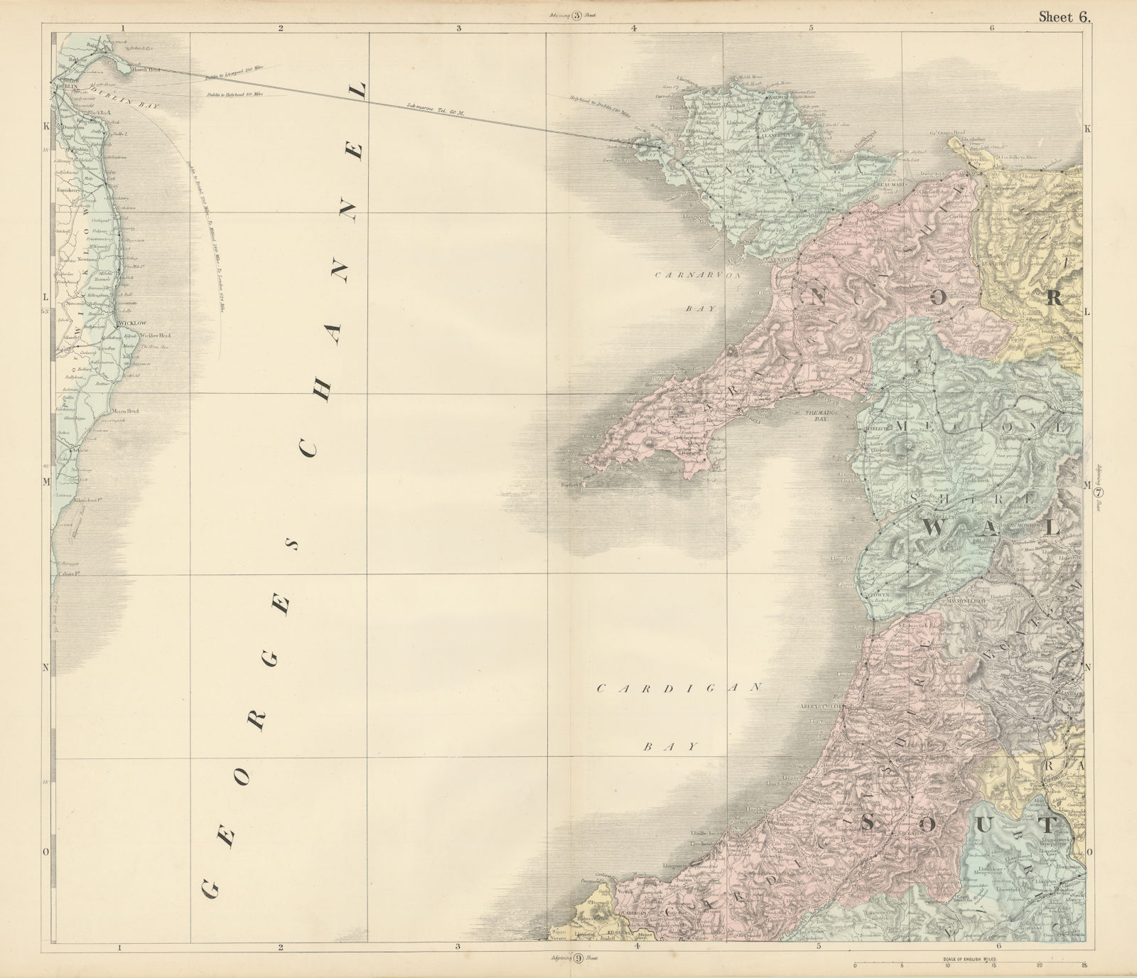 Associate Product West Wales. Holyhead Denbigh Aberystwith Snowdonia Cardigan Bay. BACON 1883 map