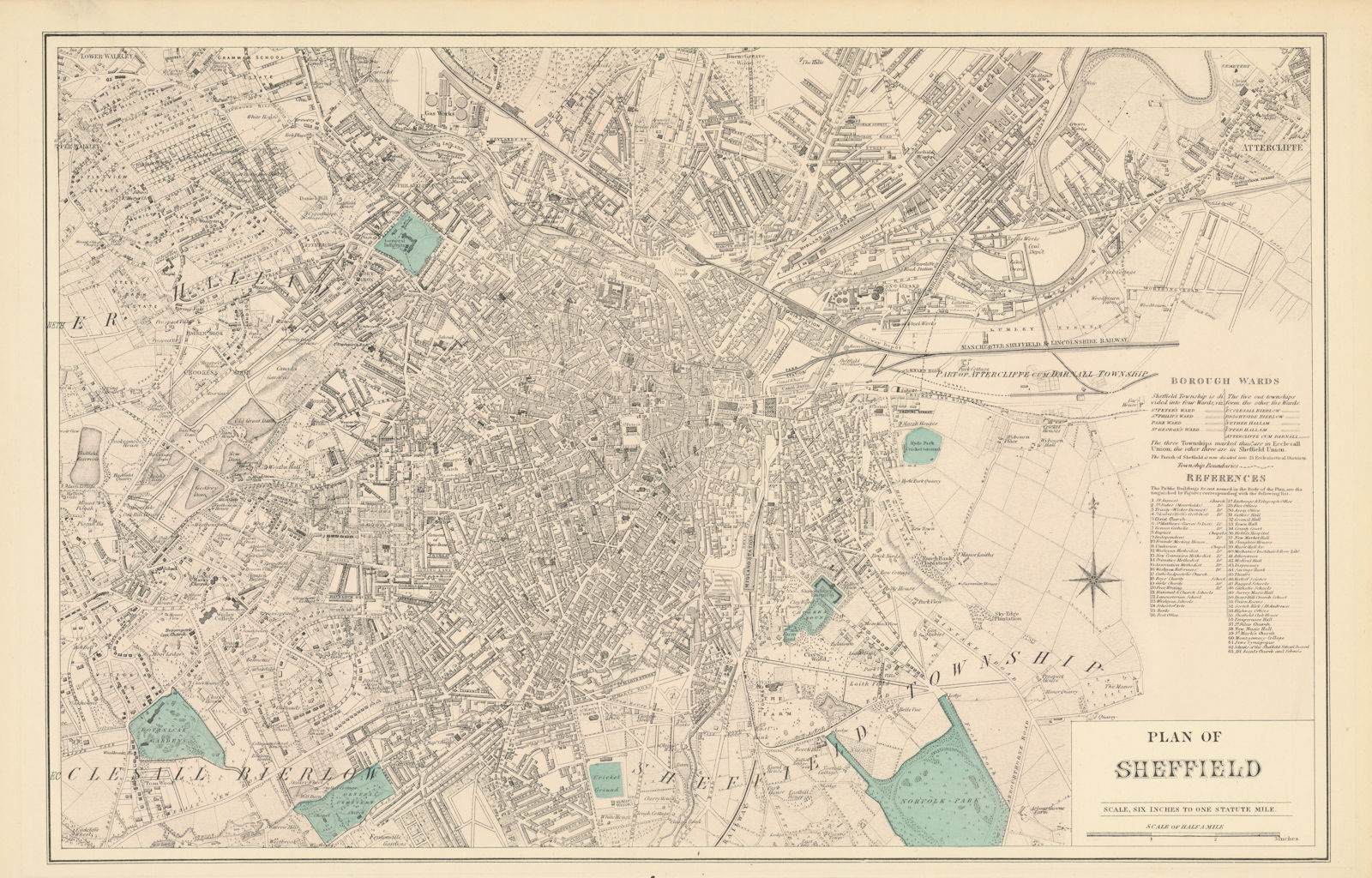 Associate Product SHEFFIELD antique town city plan by GW BACON Yorkshire 1883 old map