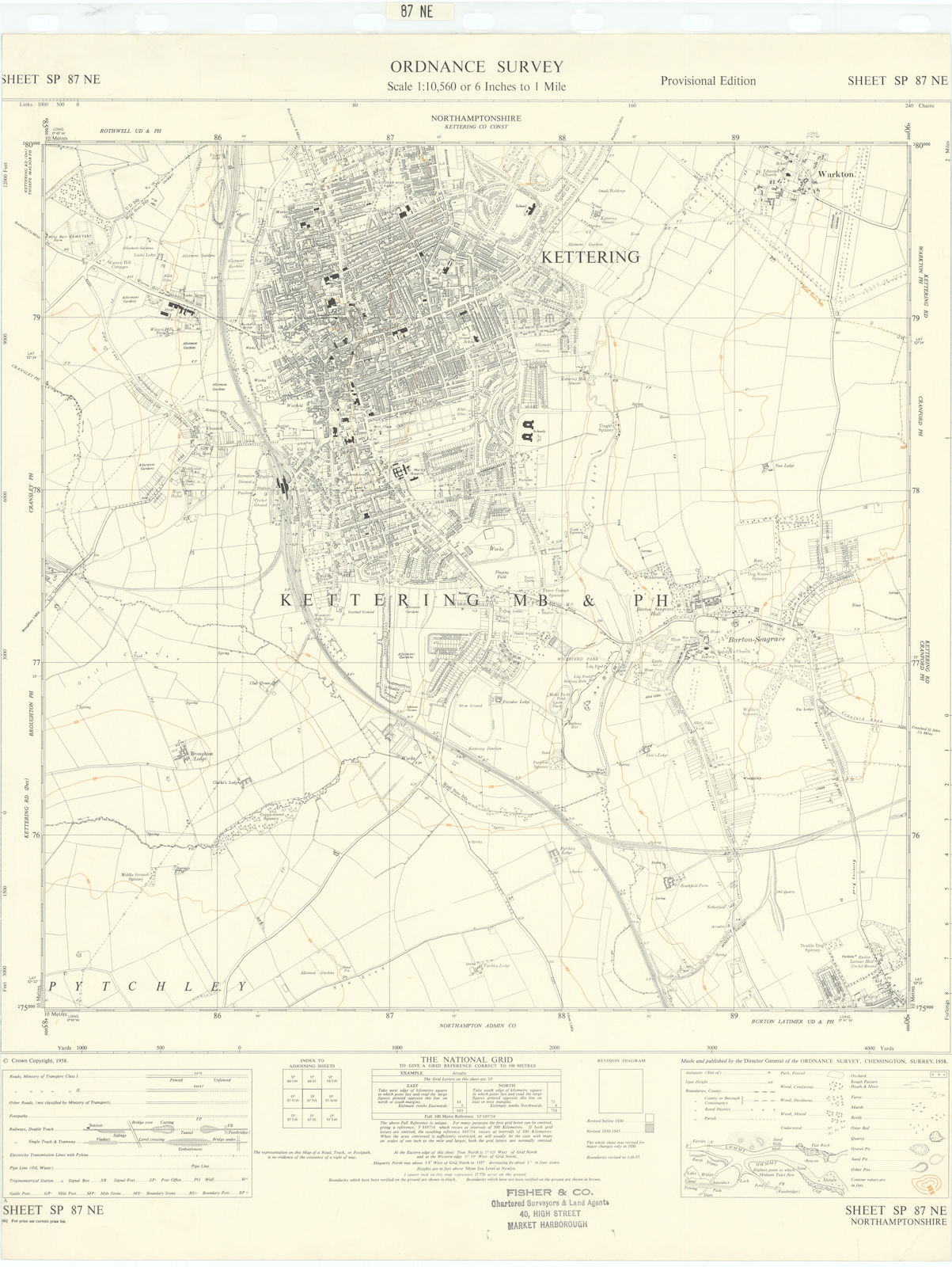 Associate Product Ordnance Survey SP87NE Northamptonshire Kettering Barton Seagrave 1958 old map
