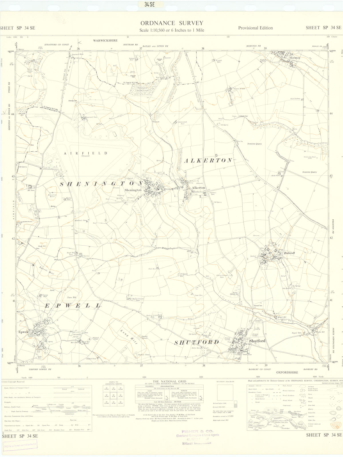 Ordnance Survey SP34SE Warks Shutford Shenington Epwell Alkerton 1955 old map