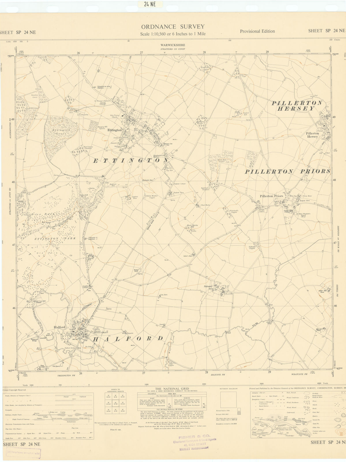 Ordnance Survey SP24NE Warks Halford Ettington Pillerton Hersey/Priors 1955 map