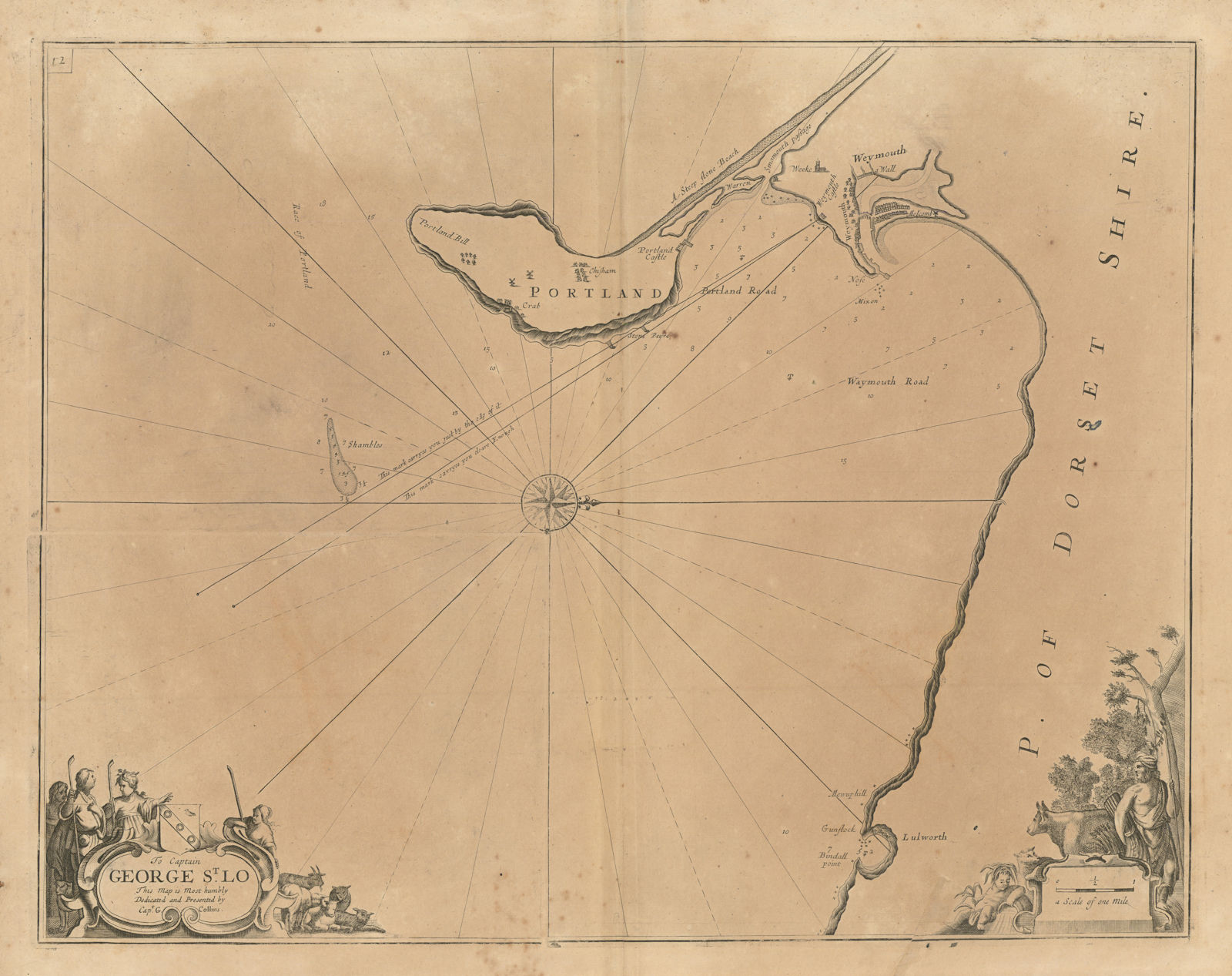 Dorset coast chart. Chesil Beach, Portland, Weymouth, Lulworth. COLLINS 1693 map