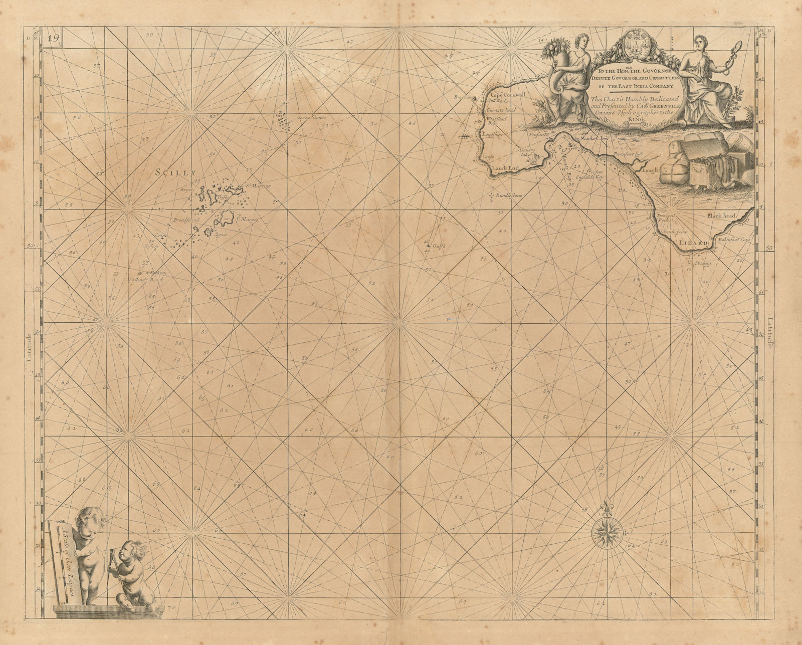 Associate Product LAND'S END & THE SCILLY ISLES sea chart. Lizard & Penzance. COLLINS 1693 map