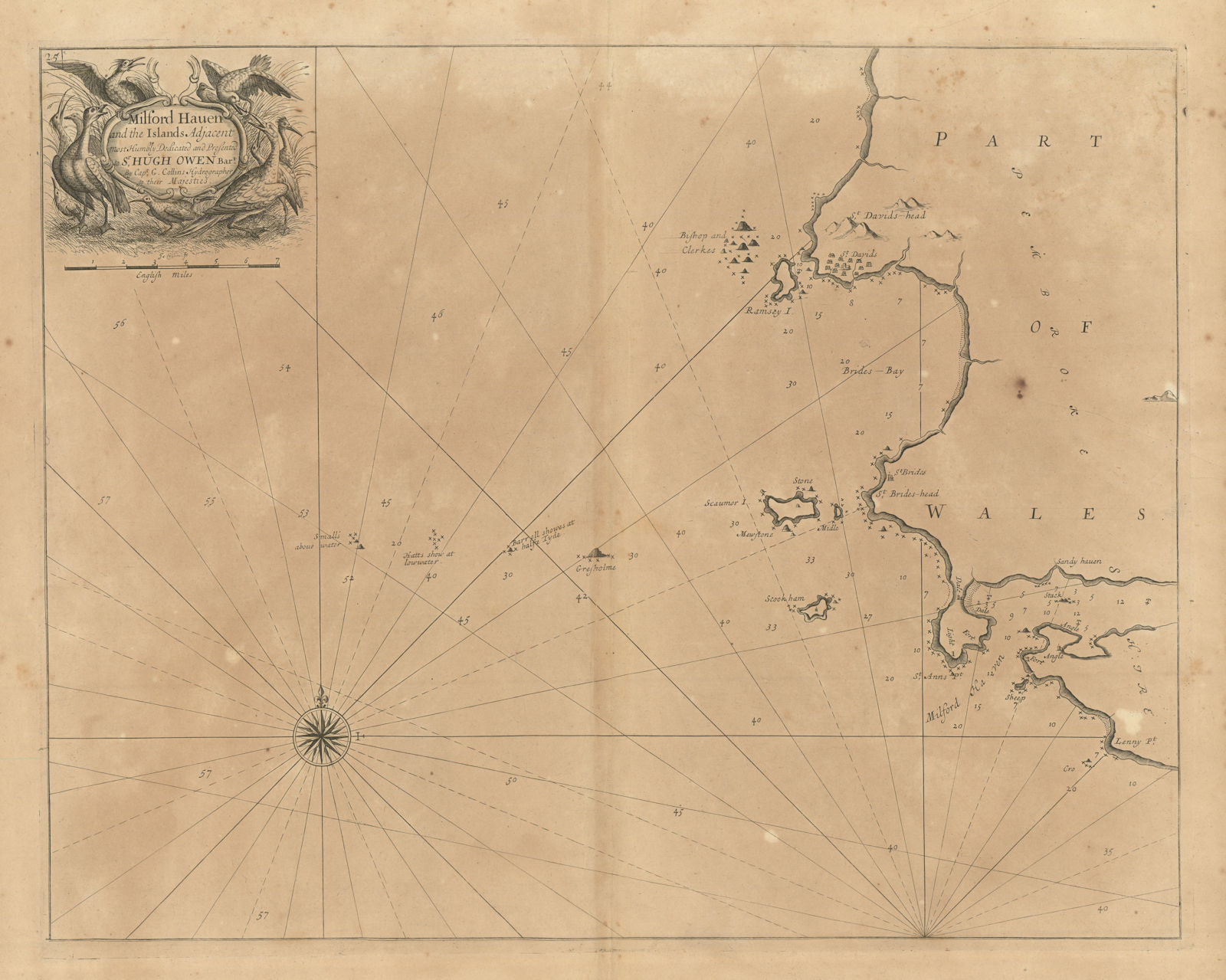 MILFORD HAVEN & adjacent coast chart. St Brides Bay St Davids. COLLINS 1693 map