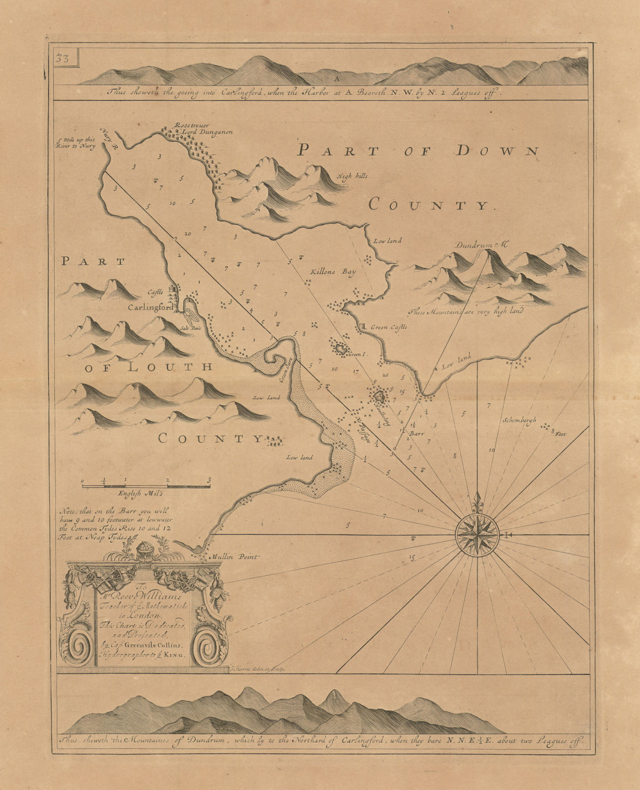 Associate Product CARLINGFORD LOUGH sea chart. Louth Down Rostrevor Dundrum. COLLINS 1693 map