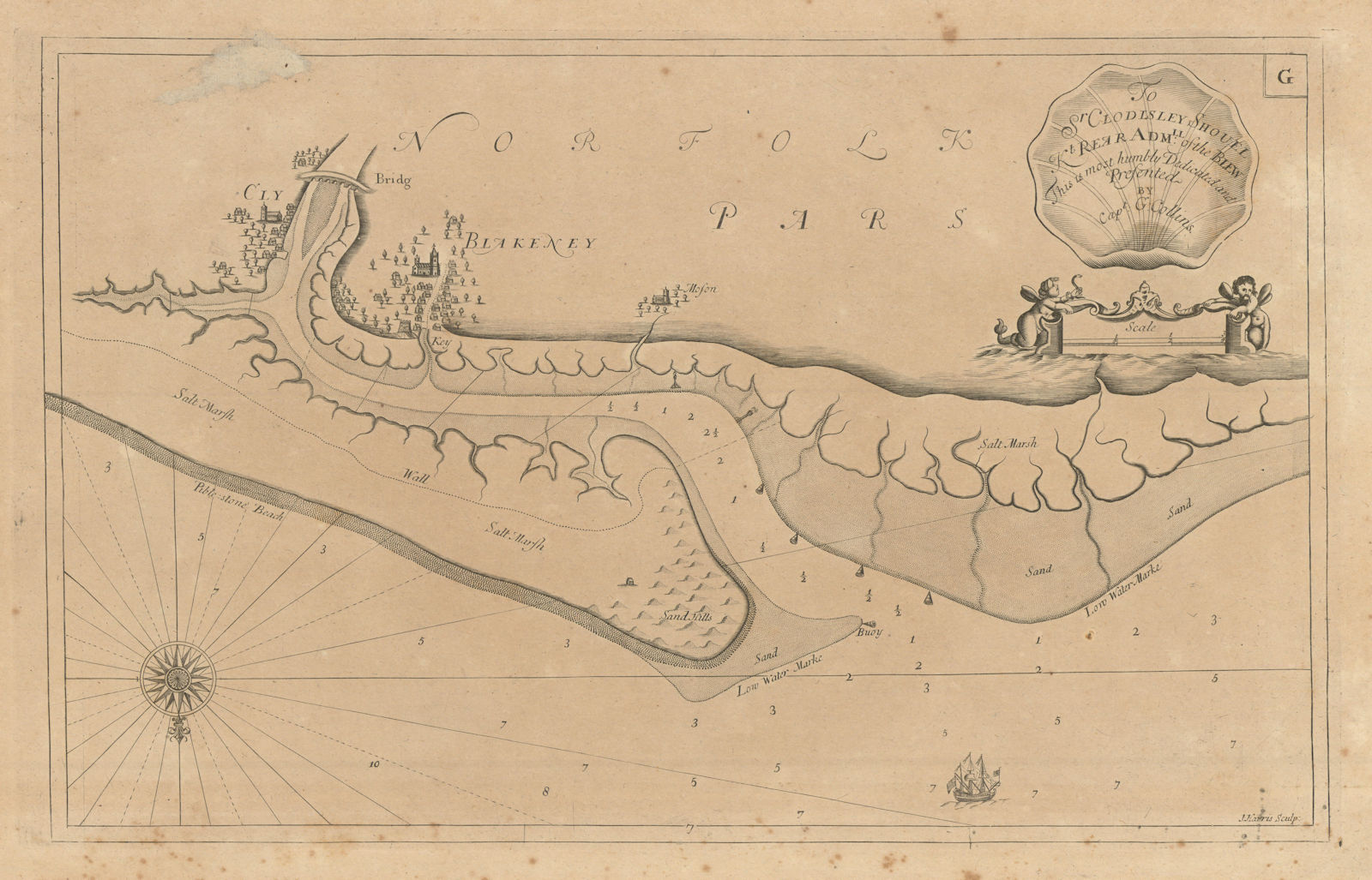 BLAKENEY POINT sea chart. Blakeney Morston Cley-next-the-Sea. COLLINS 1693 map
