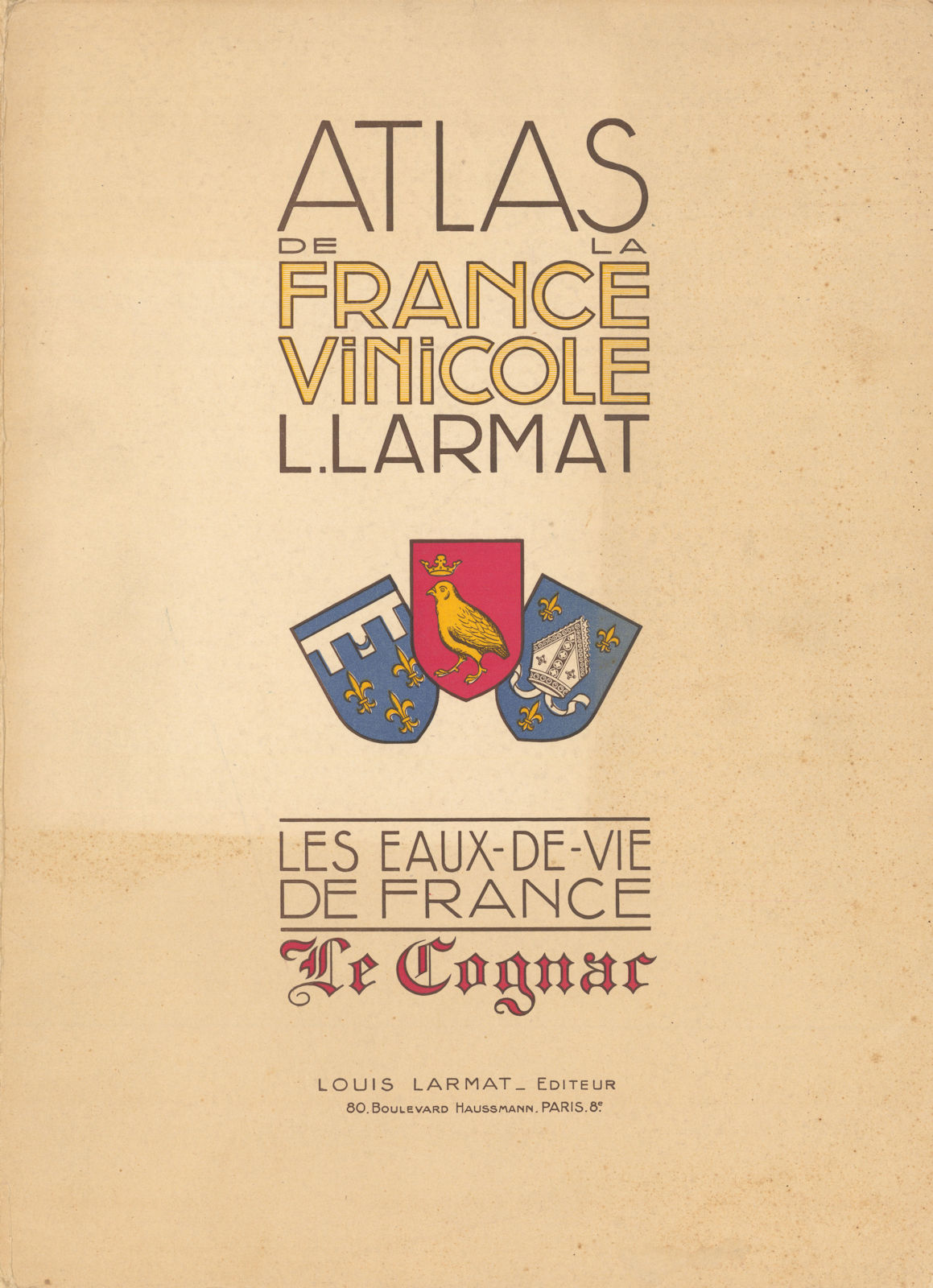 Louis Larmat. Atlas de La France Vinicole cover. Eaux-de-Vie - Cognac 1947