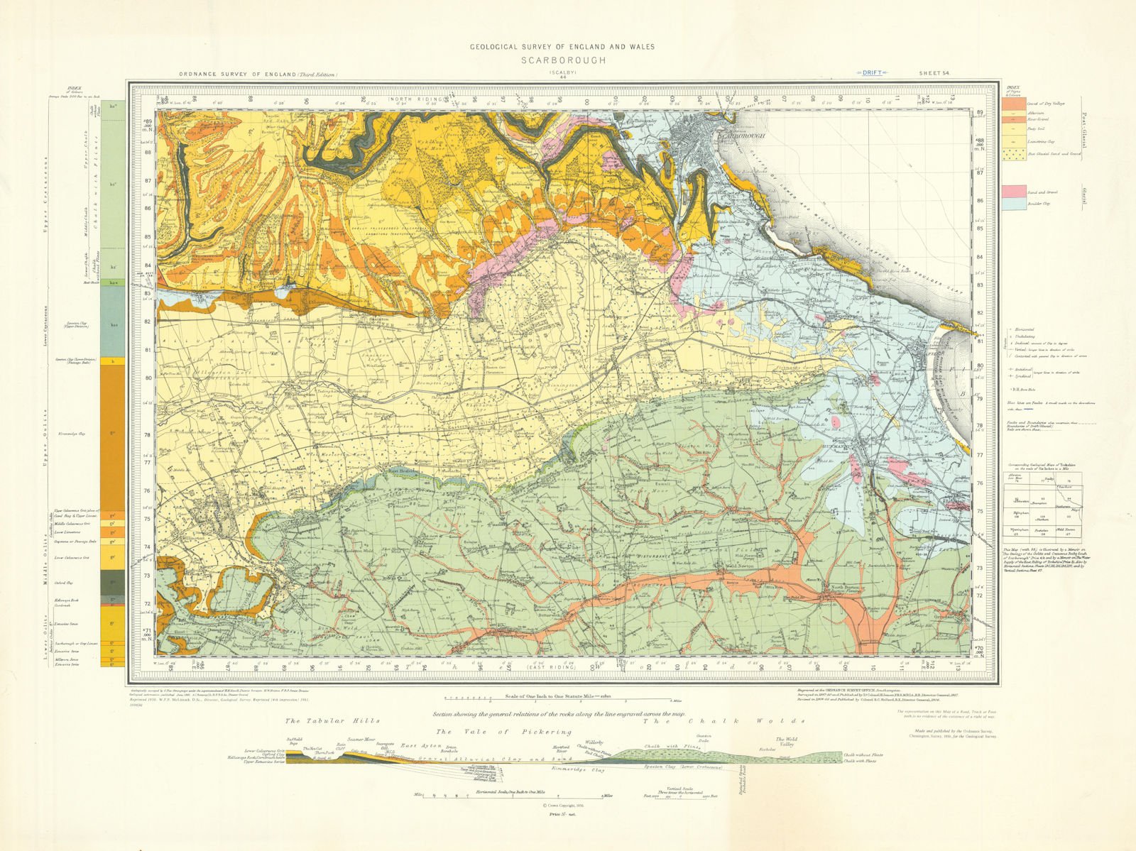 Scarborough geological survey map sheet 54. Yorkshire Filey Yorkshire Coast 1961
