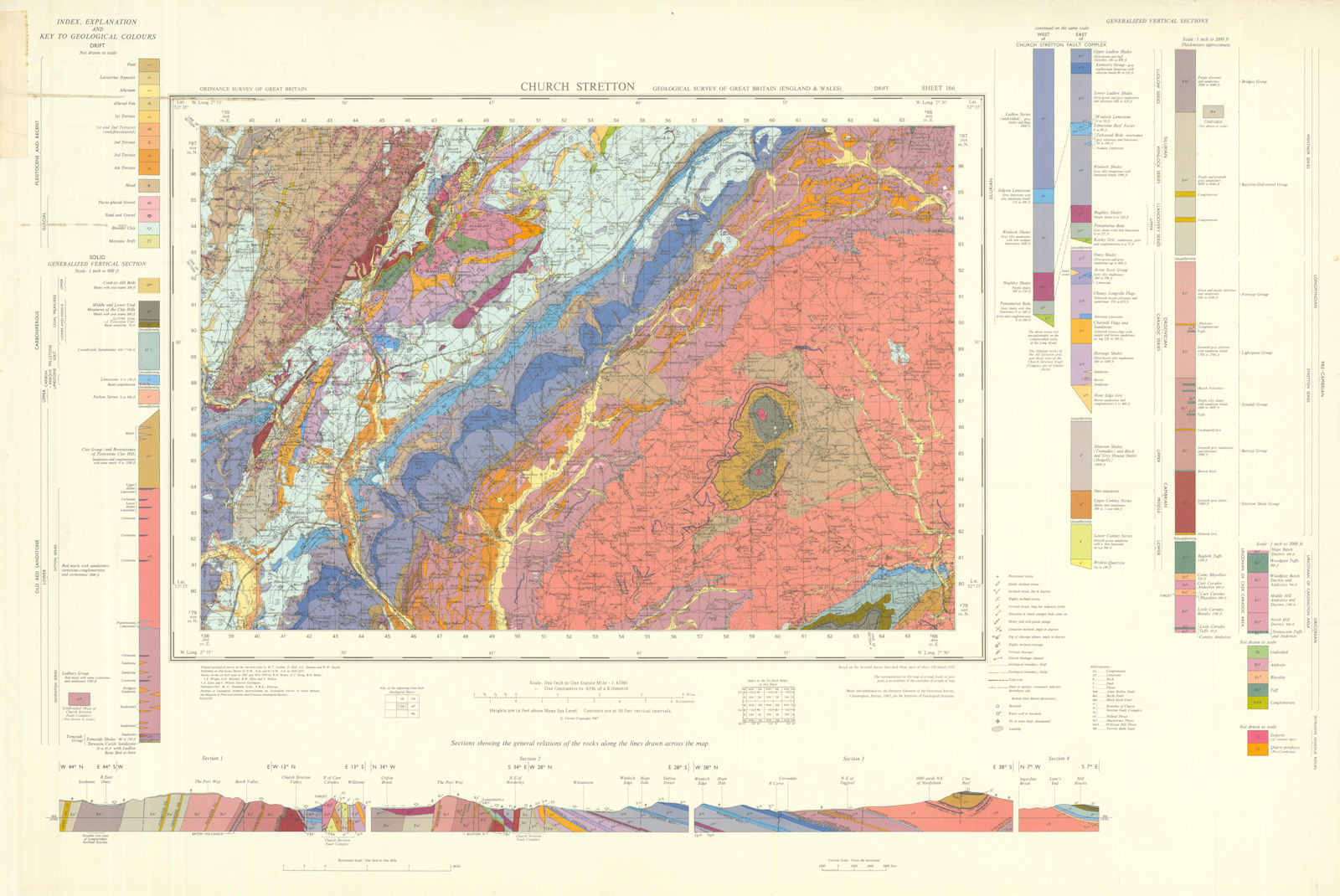 Church Stretton geological survey sheet SO49 Shropshire Hills Long Mynd 1967 map