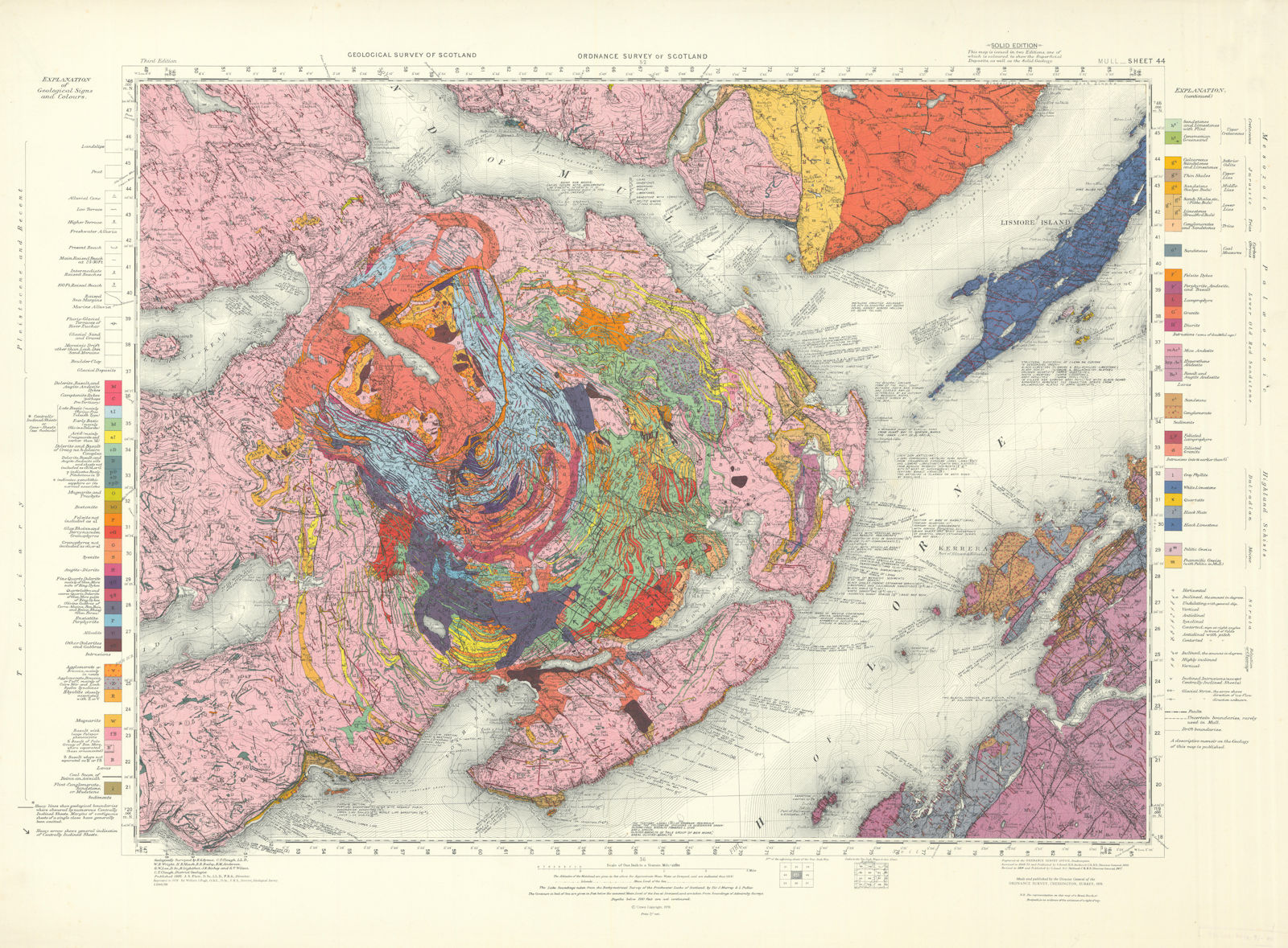 Mull. Geological survey map. Sheet 44. Scotland Oban Lismore Kerrara 1959