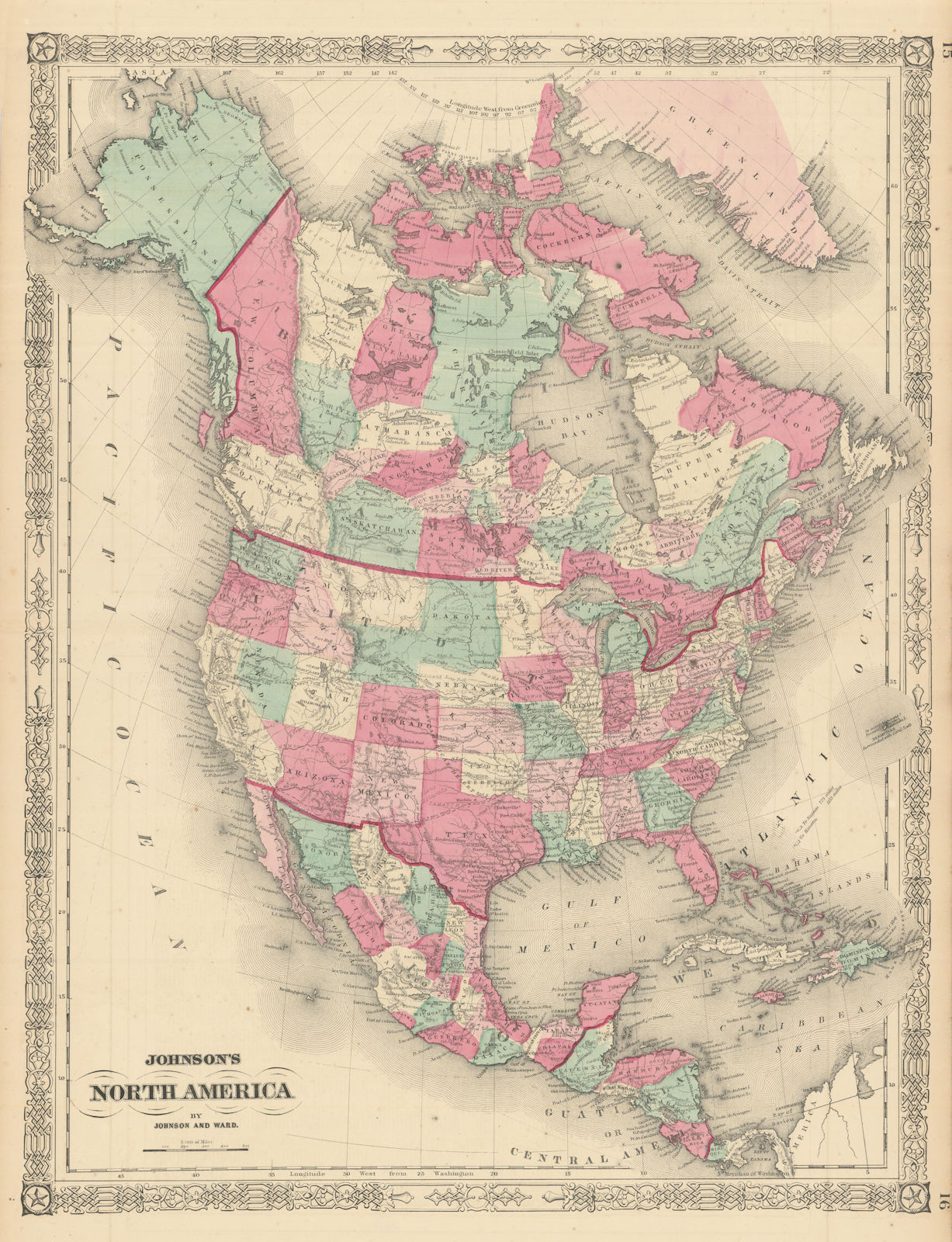 Johnson's North America. Russian Alaska Wyoming within Dakota Territory 1866 map