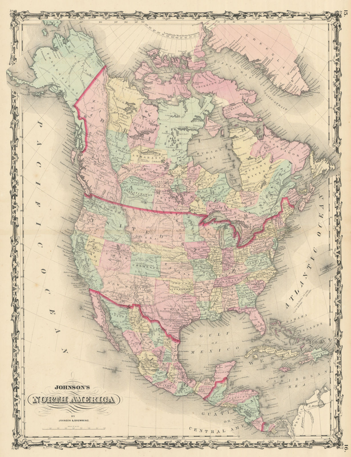 Johnson's North America. Washington, New Mexico & Nebraska Territory 1861 map