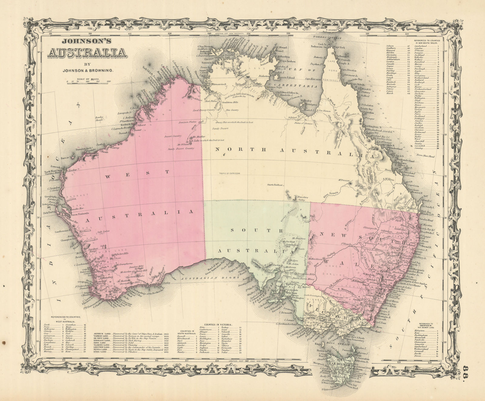 Johnson's Australia. Colony of North Australia. No Queensland 1861 old map