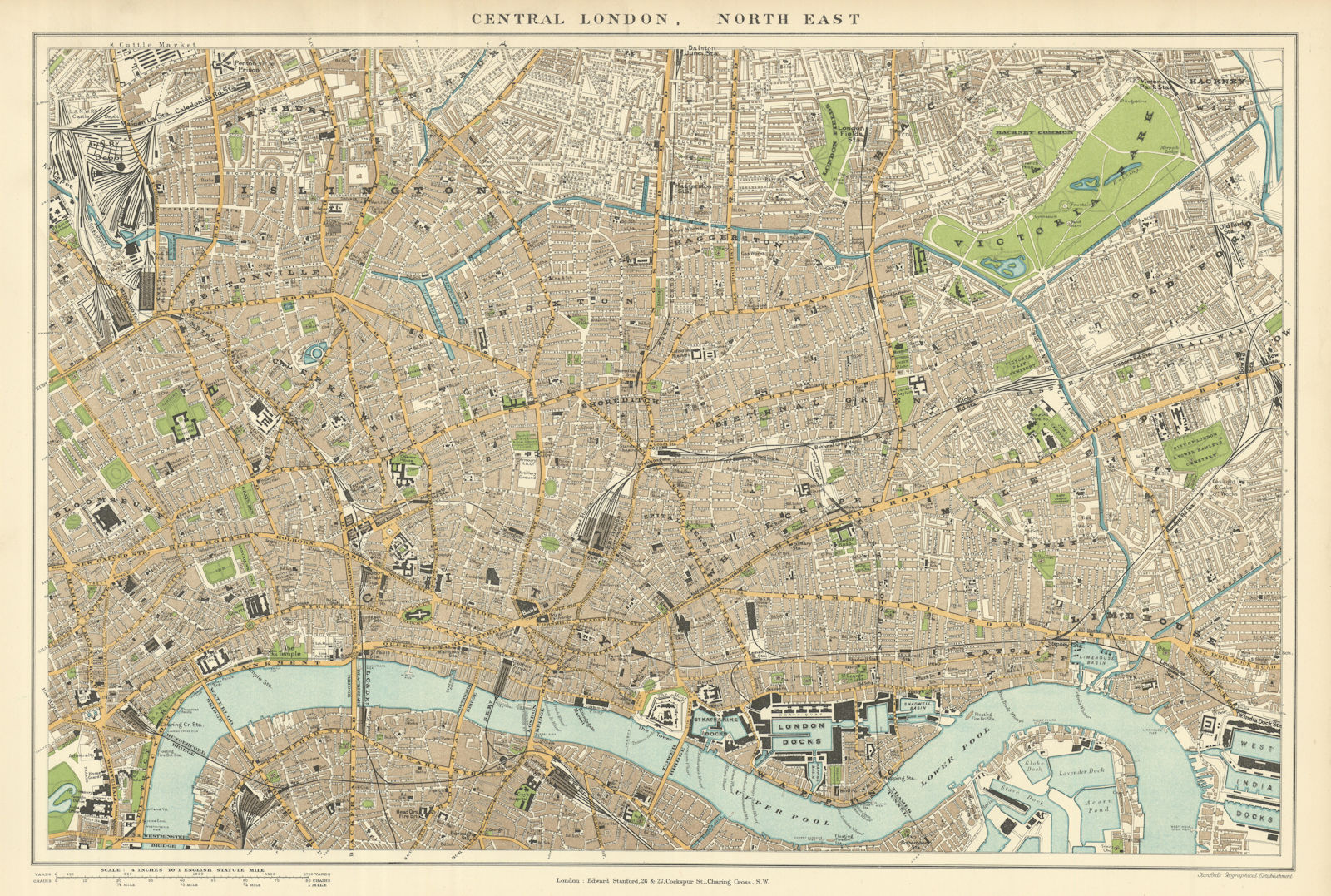 Associate Product Central London N.E. City Clerkenwell Islington Hackney. STANFORD 1894 old map