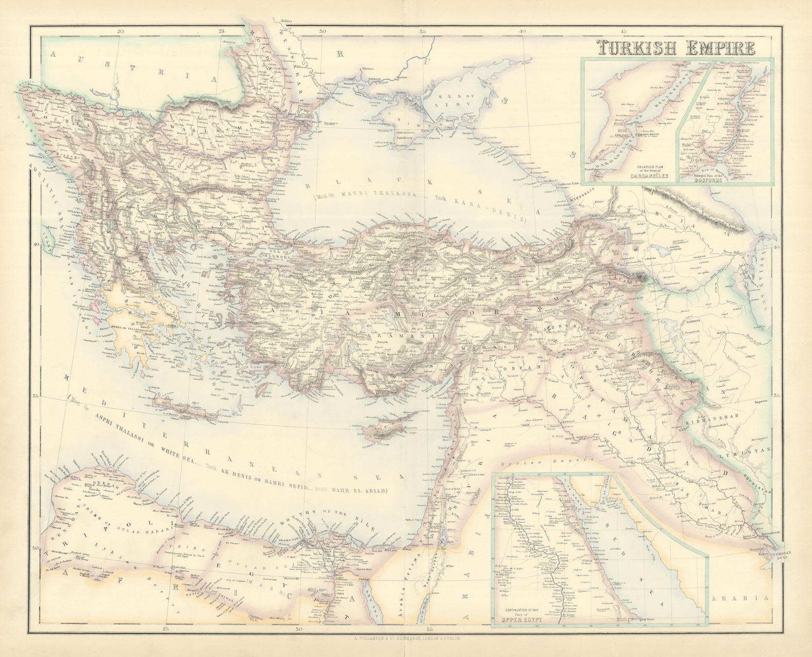 Associate Product Turkish Empire. Turkey Balkans Levant. Dardanelles & Bosphorus SWANSTON 1860 map