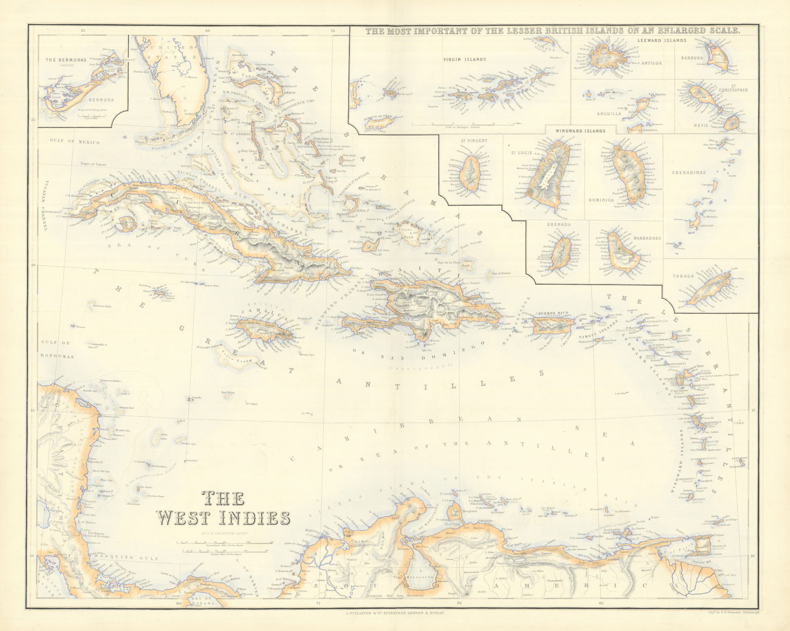 British West Indies. Virgin Leeward Windward Islands. Bermuda. SWANSTON 1860 map