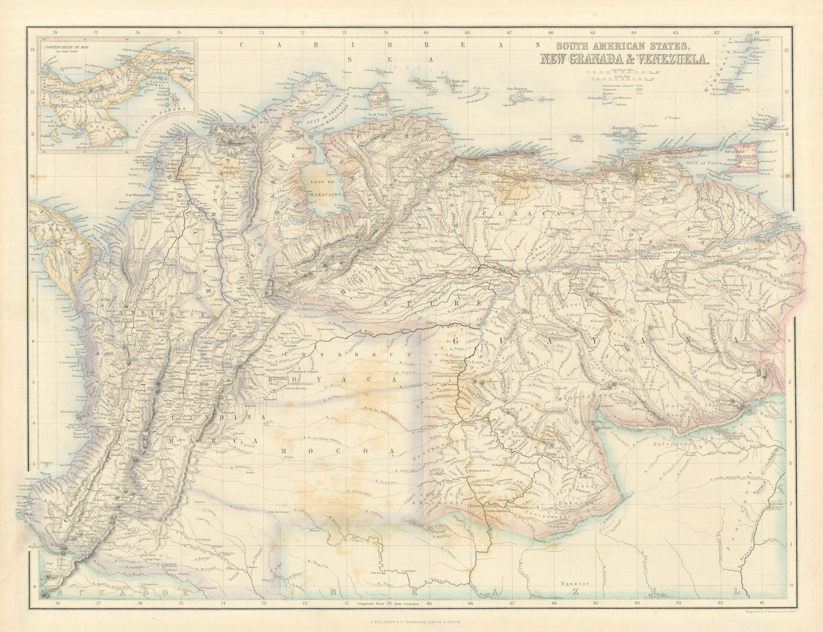 Associate Product South America. New Granada & Venezuela. Colombia Panama. SWANSTON 1860 old map