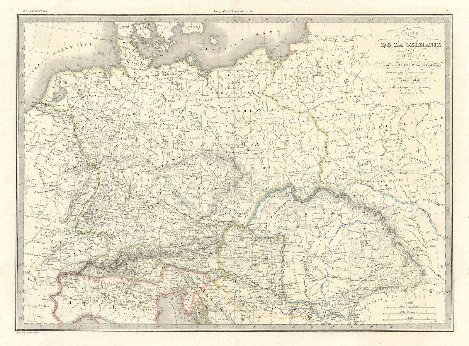 Associate Product Carte de la Germanie ancienne. Ancient Germany. LAPIE 1836 old antique map