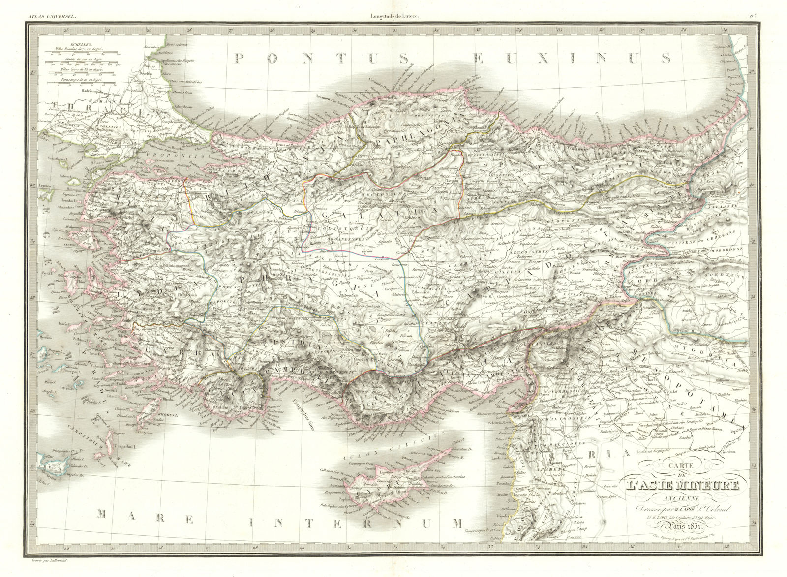 Carte de l'Asie Mineure ancienne. Ancient Asia Minor. Turkey. LAPIE 1831 map