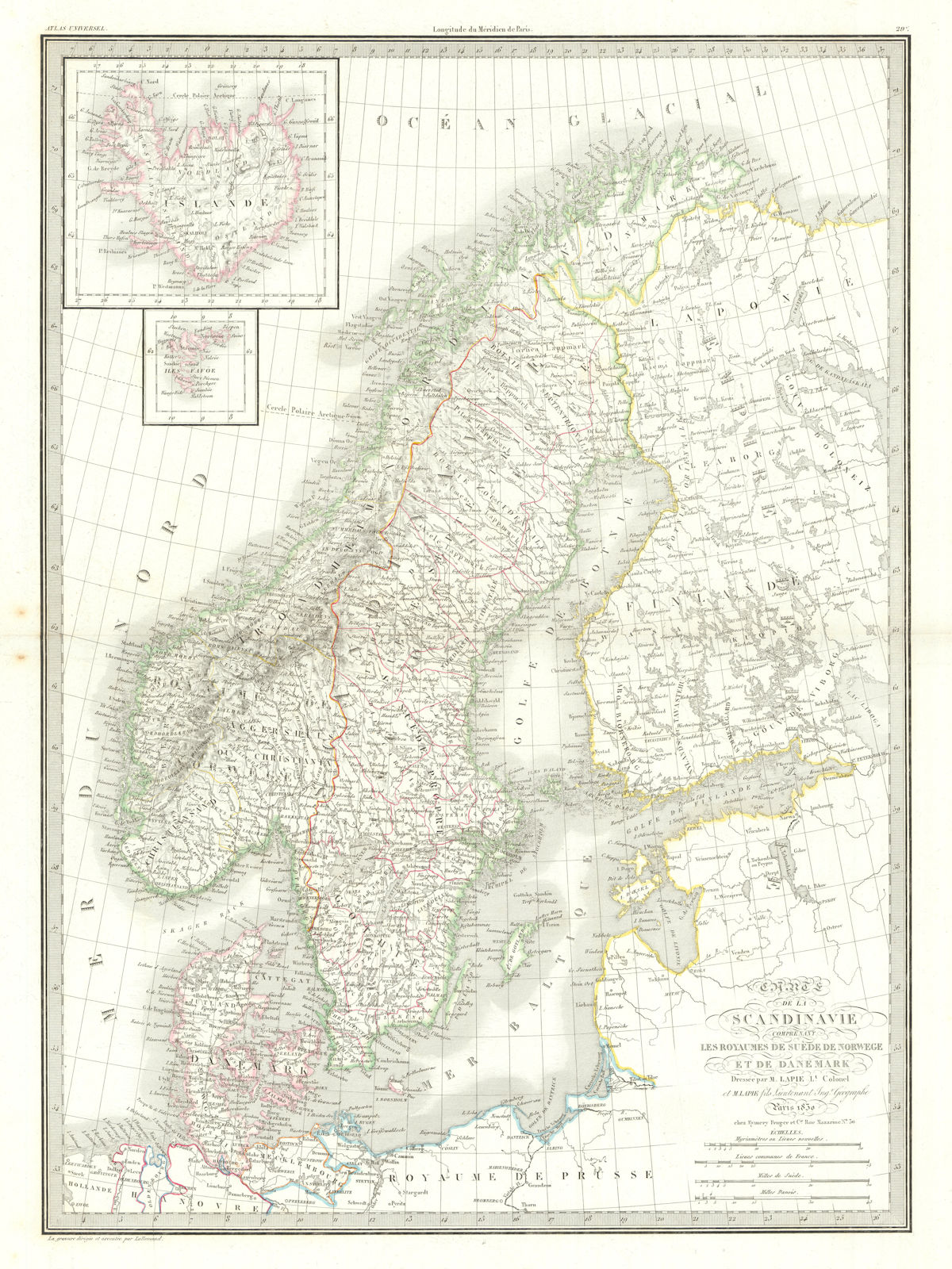 Associate Product Carte de la Scandinavie… Scandinavia Sweden Norway Denmark. LAPIE 1830 old map