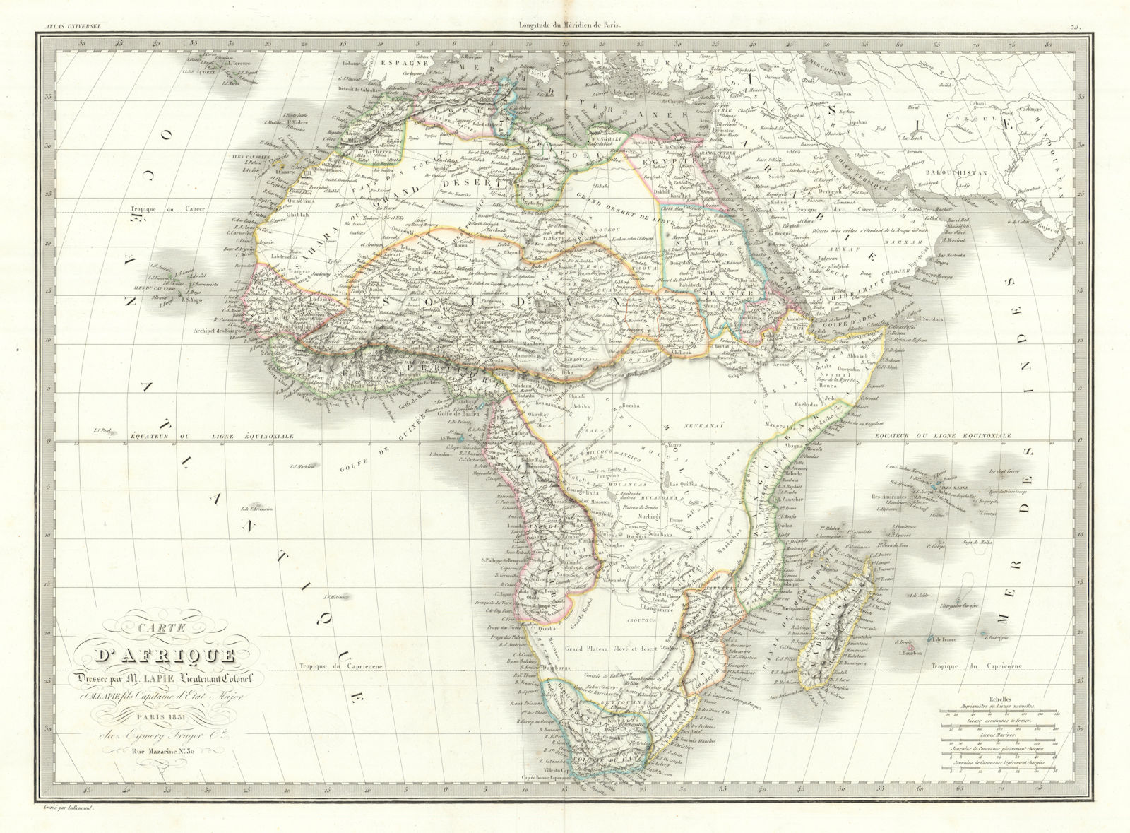 Associate Product Carte d'Afrique. Africa Soudan Zanzibar. LAPIE 1831 old antique map plan chart