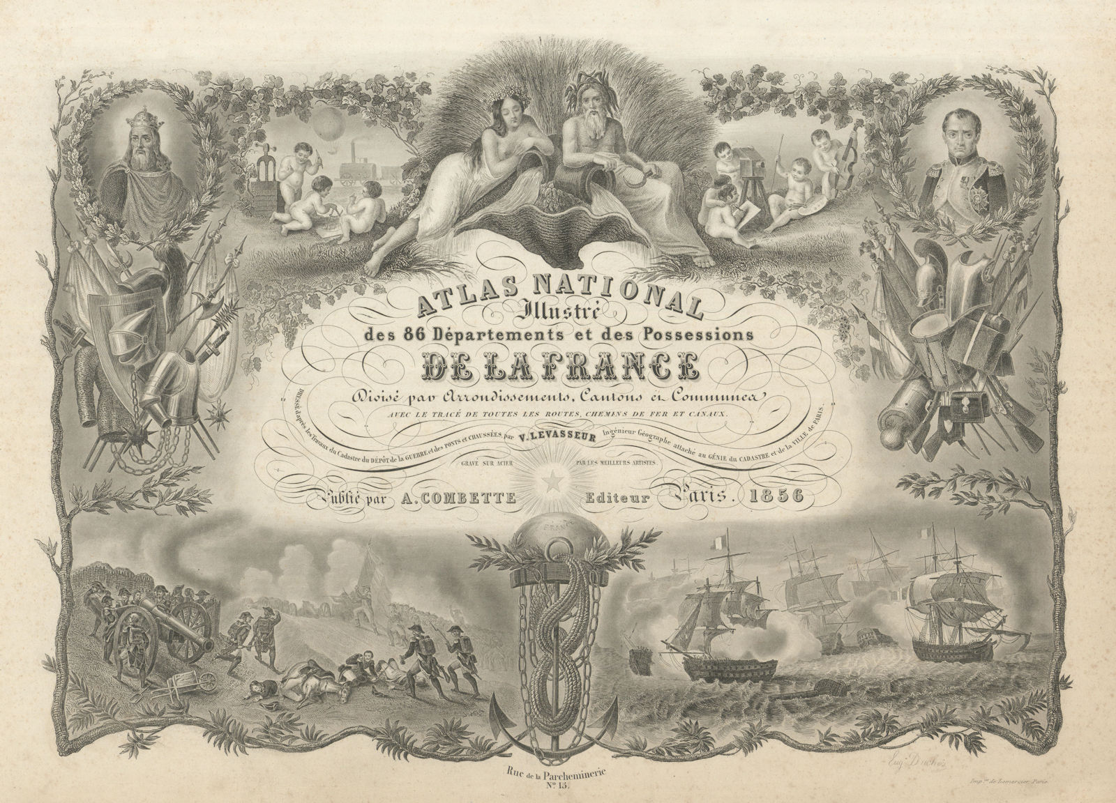 Associate Product Atlas Nationale illustré… de la France. Title page. Victor Levasseur 1856