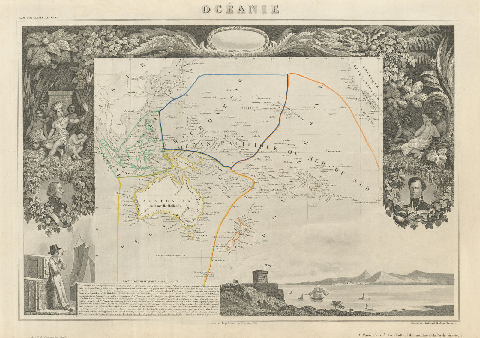 OCEANIE. Oceania. Australia New Zealand. Antique map/carte. LEVASSEUR 1856