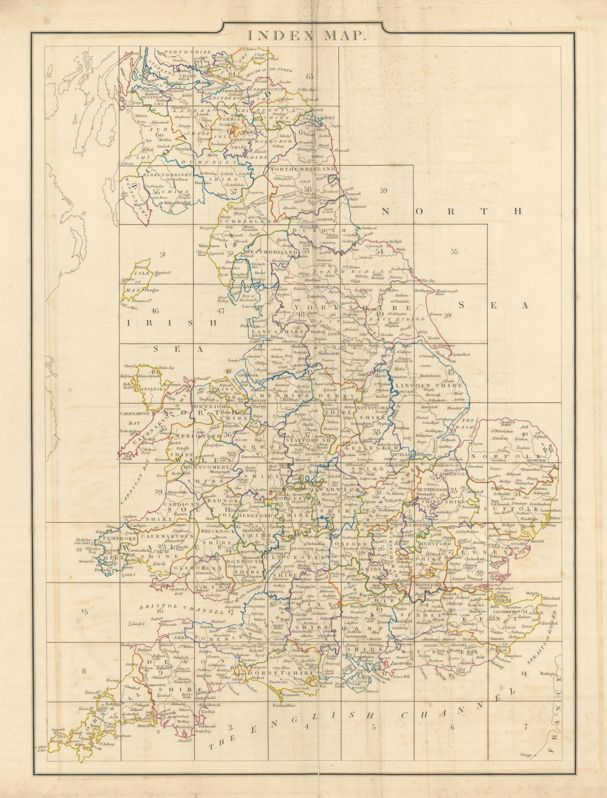 Cary's Improved Map of England and Wales - Index map. G. & J. Cary 1832