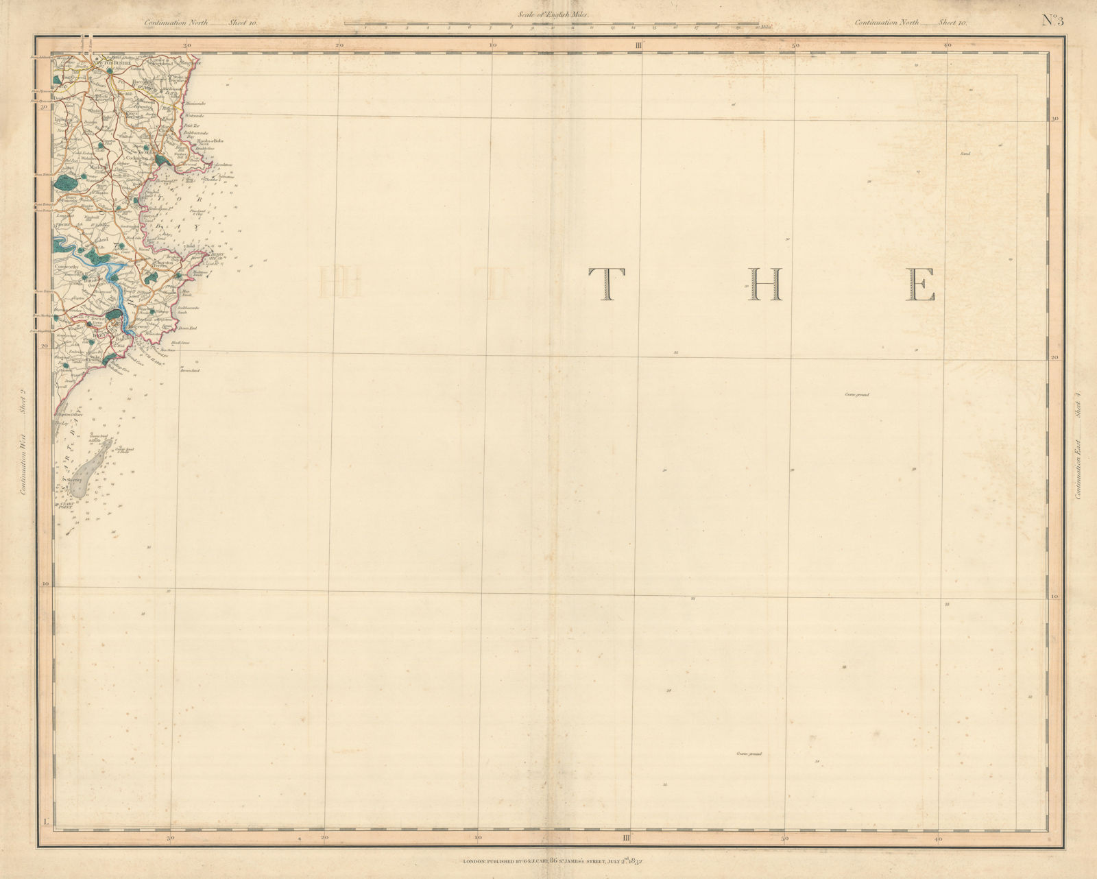 THE ENGLISH RIVIERA. Torbay & Dartmouth. South Hams. SE Devon. CARY 1832 map
