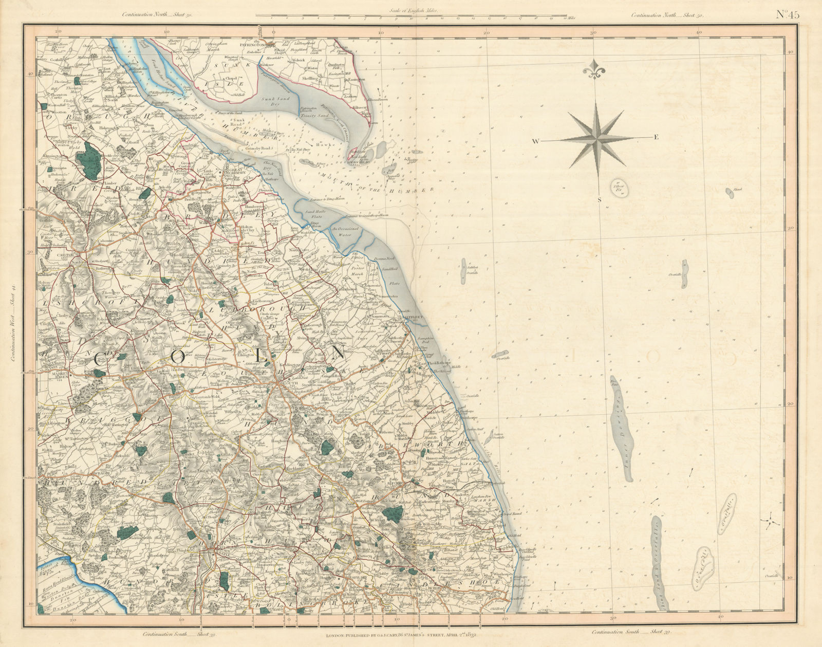 Associate Product LINCOLNSHIRE WOLDS & COAST. Holderness & the Humber Estuary. CARY 1832 map