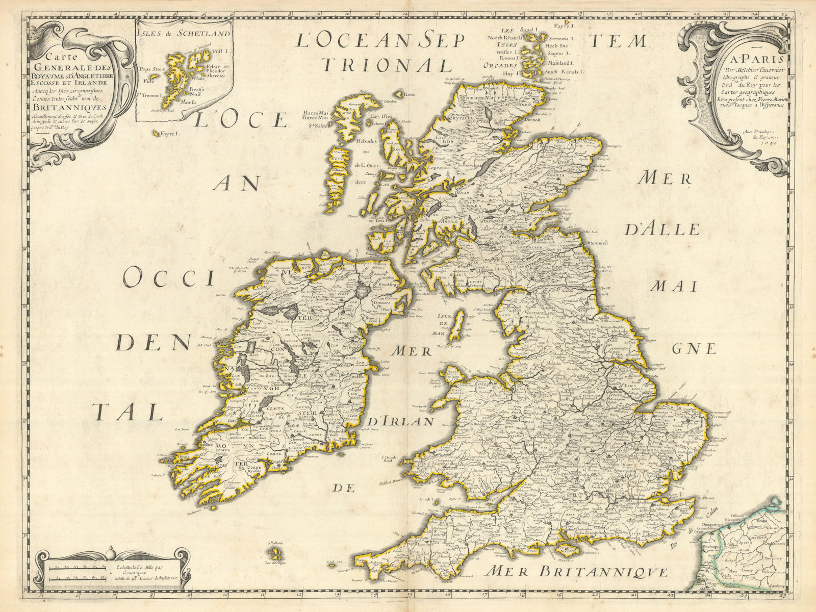 Carte Generale des Royaume d'Angleterre, Escosse et Irelande. SANSON 1651 map