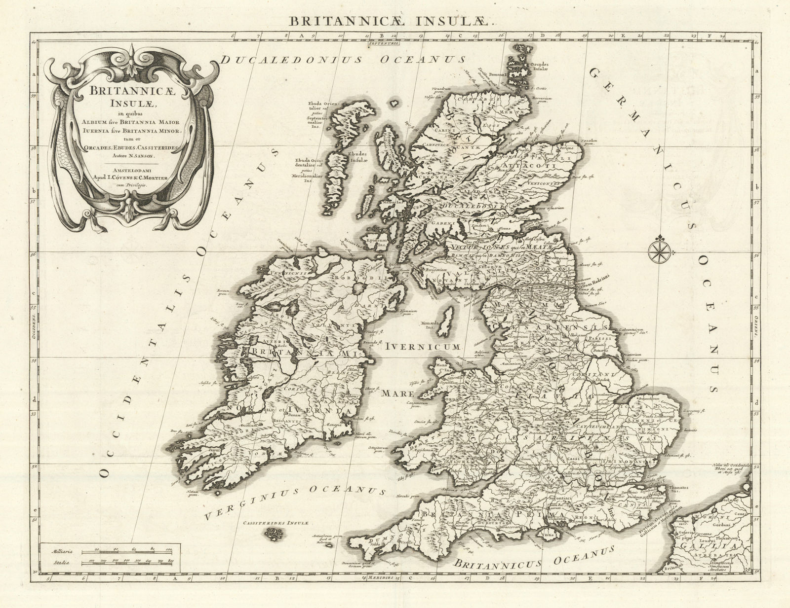 Associate Product Britannicae Insulae in quibus Albium… SANSON COVENS/MORTIER c1721 old map