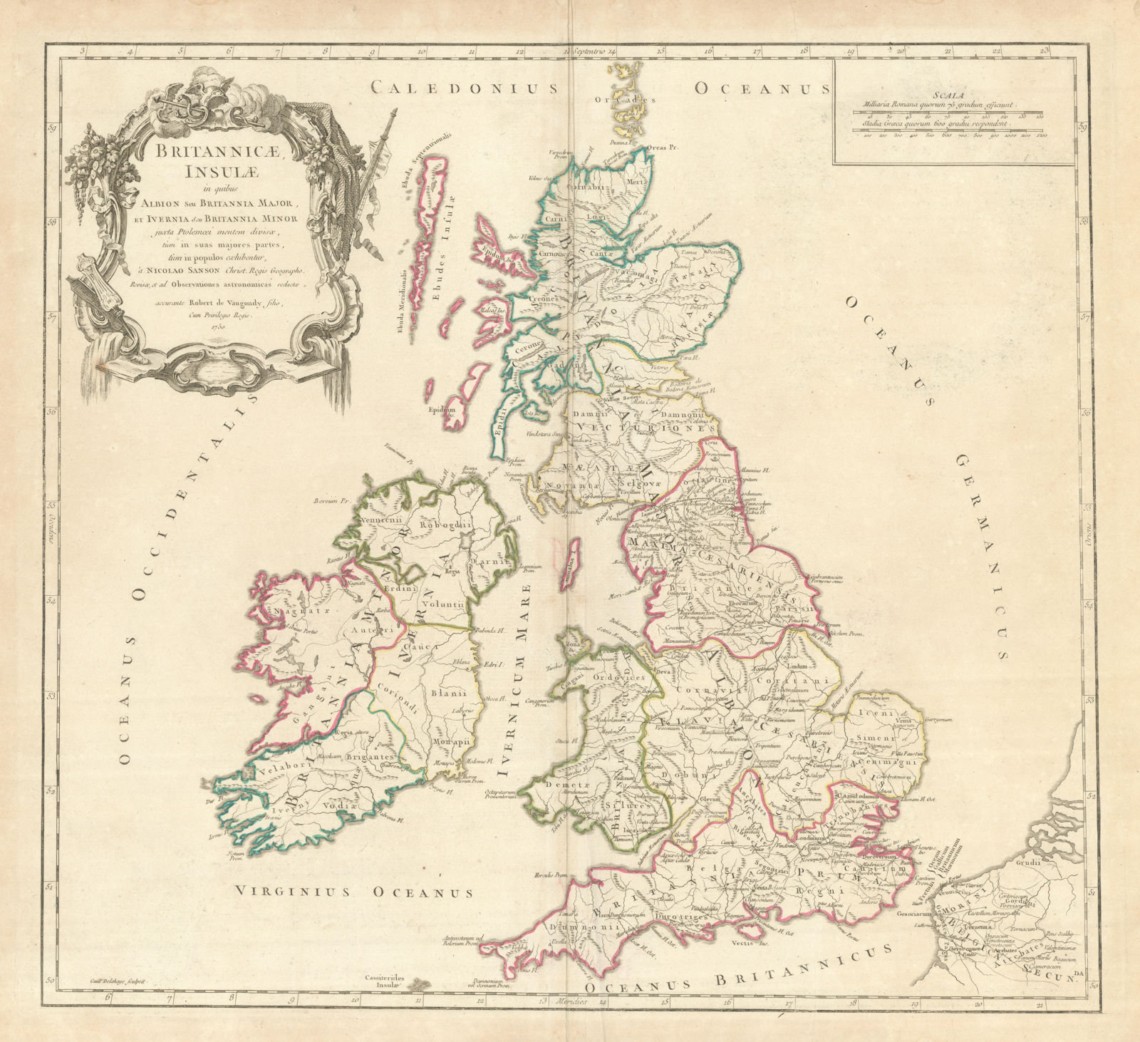 Britannicae, Insulae in quibus Albion… British Isles ROBERT DE VAUGONDY 1757 map