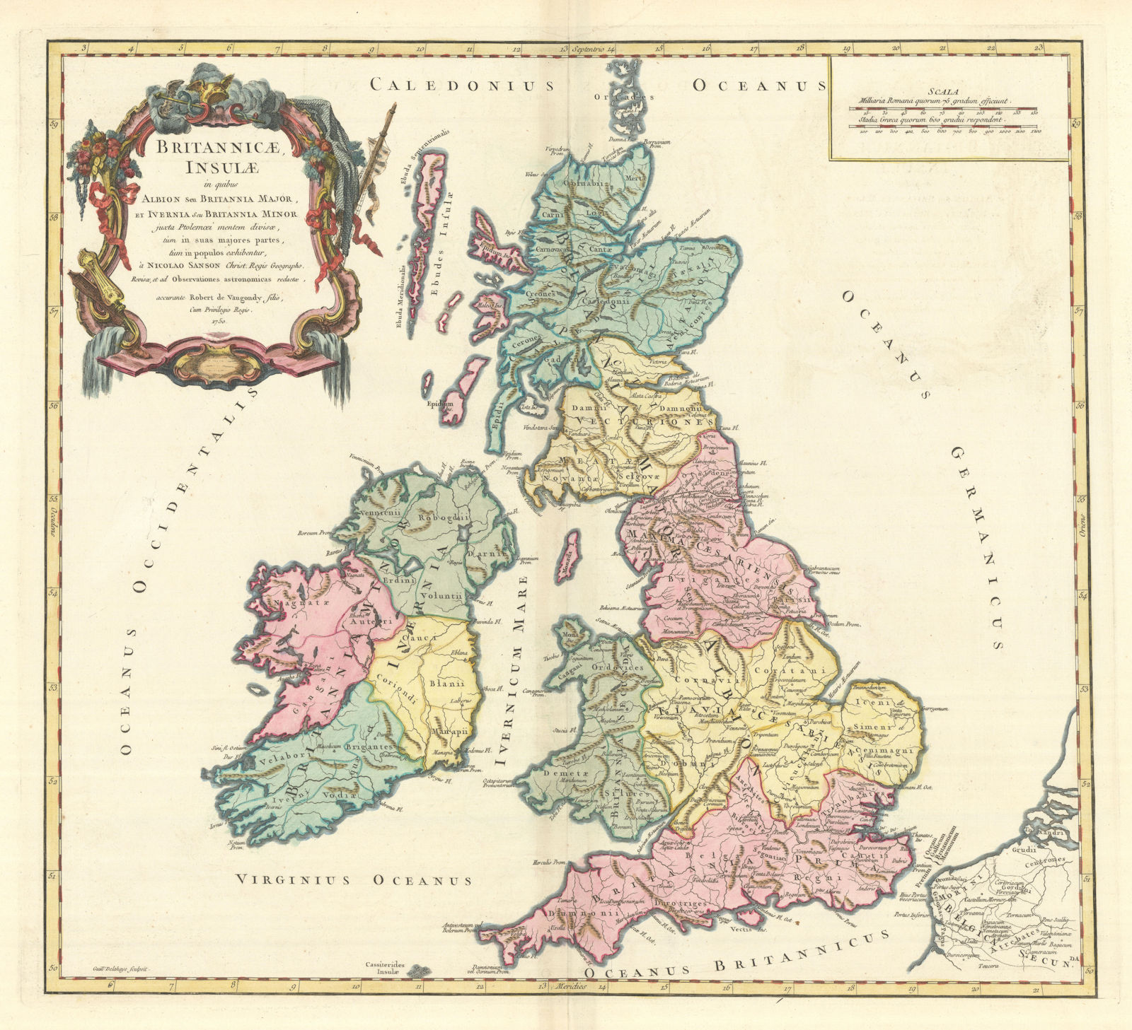 Associate Product Britannicae, Insulae in quibus Albion… British Isles ROBERT DE VAUGONDY 1757 map