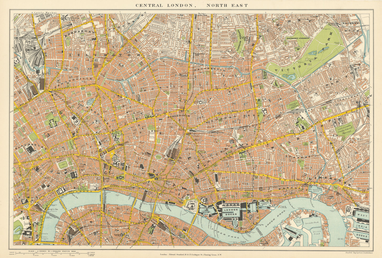 Associate Product Central London N.E. City Clerkenwell Islington Hackney. STANFORD 1896 old map