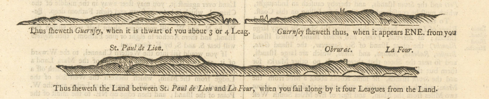 Guernsey & Finistere coast profiles. Saint-Pol-de-Léon. MOUNT & PAGE 1758 map