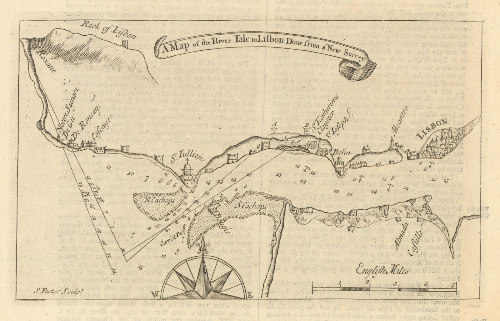 "A map of the River Tale to Lisbon…". Tagus Estuary. MOUNT & PAGE sea chart 1758