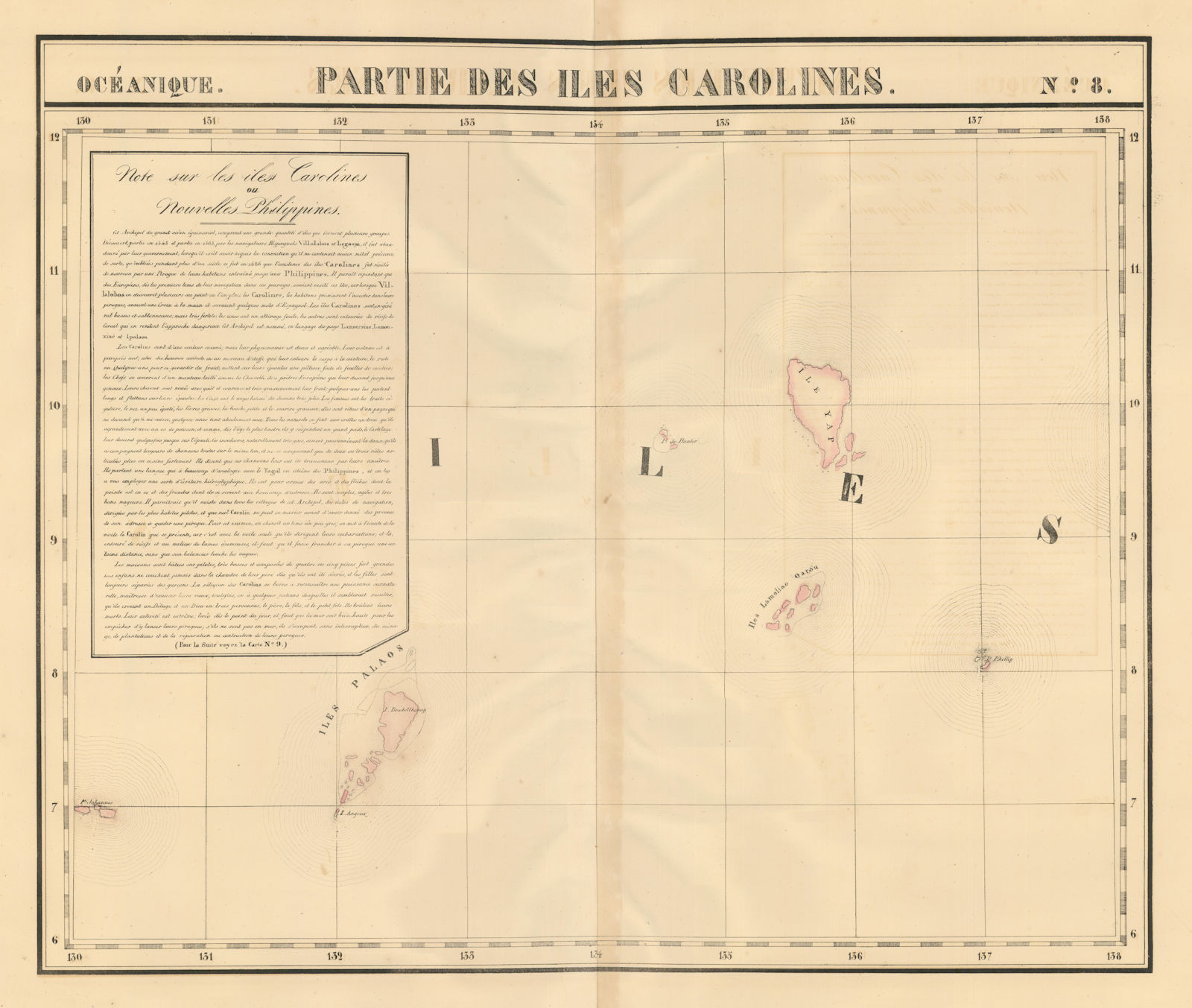 Océanique. Partie des Iles Carolines #8. Palau Micronesia. VANDERMAELEN 1827 map