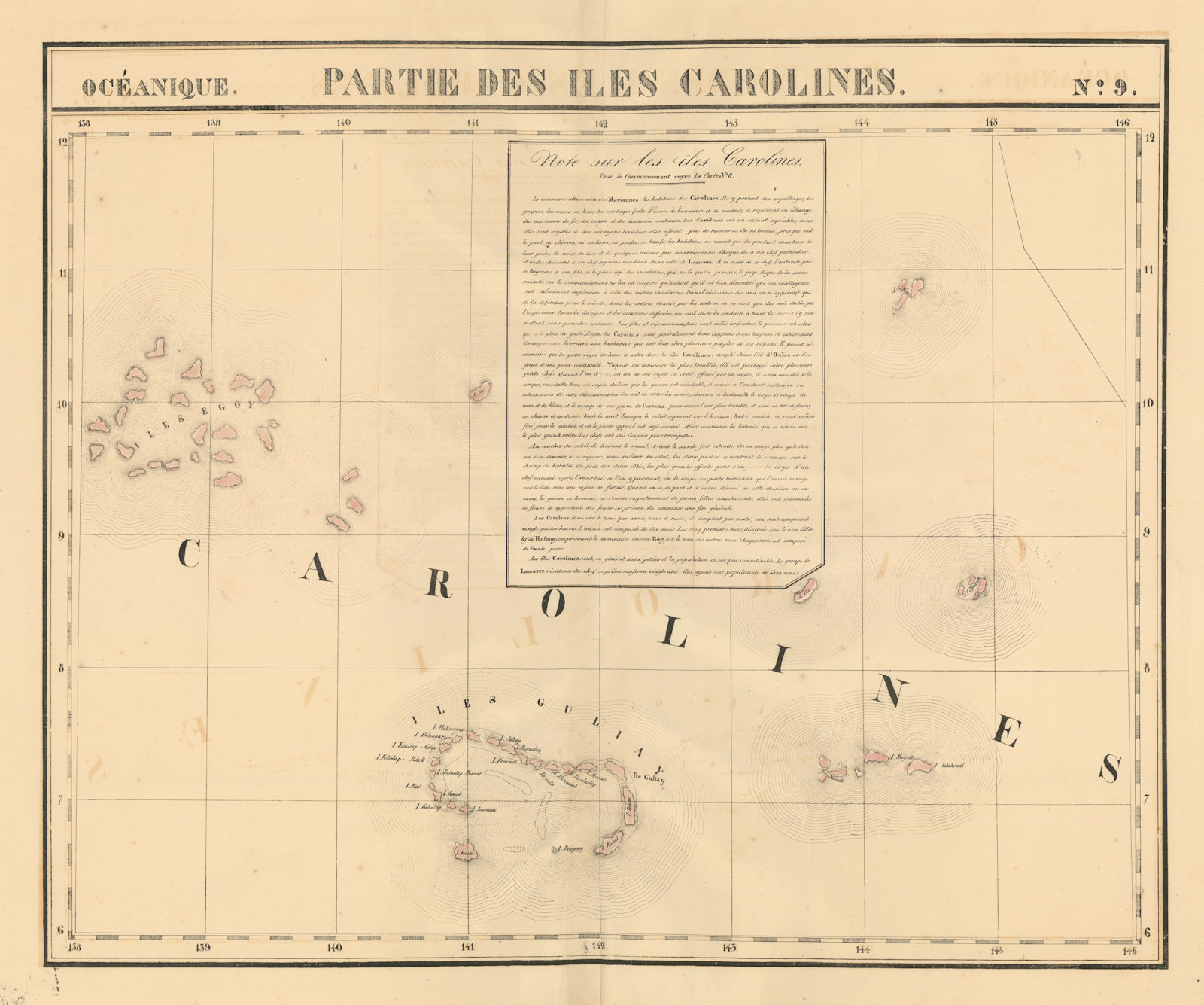 Océanique. Partie des Iles Carolines #9. Yap Micronesia. VANDERMAELEN 1827 map