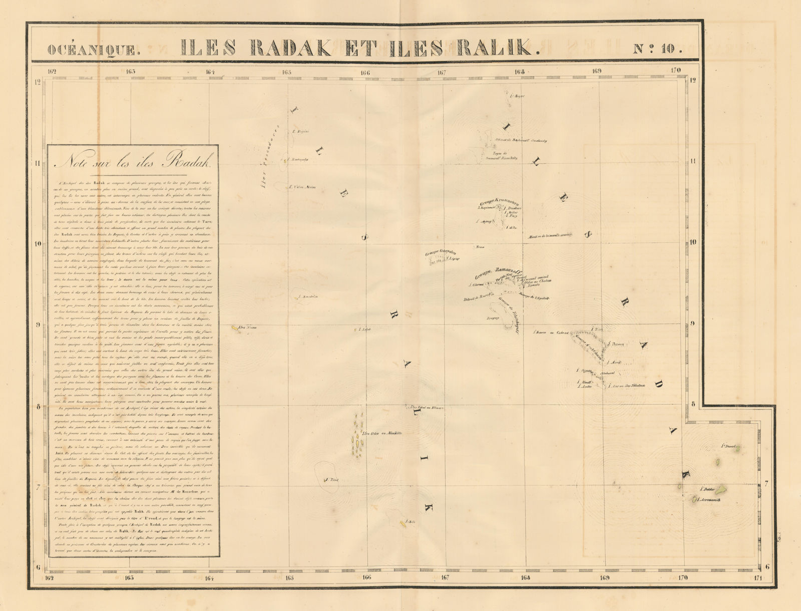 Océanique. Iles Radak et Iles Ralik #10. Marshall Islands. VANDERMAELEN 1827 map
