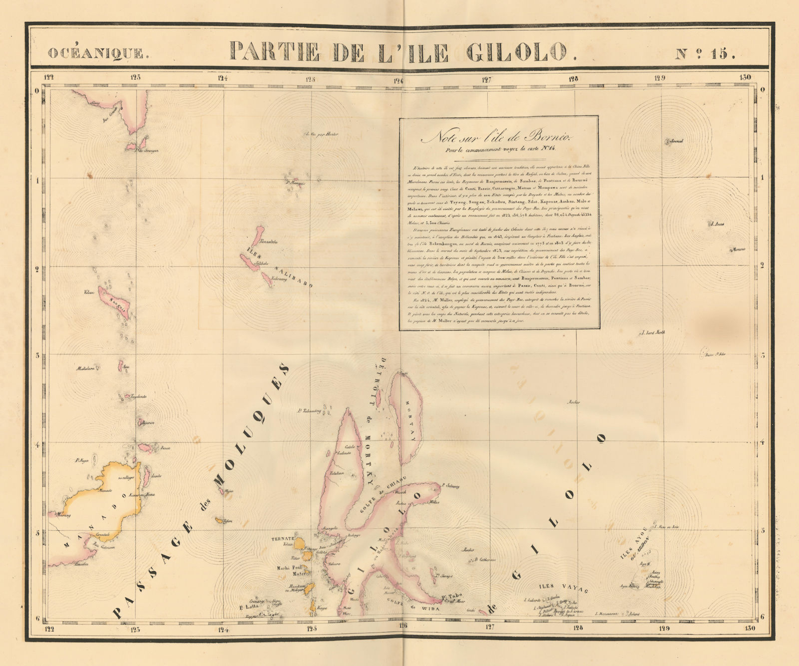Océanique. Partie de l'Ile Gilolo #15. Halmahera & Manado. VANDERMAELEN 1827 map