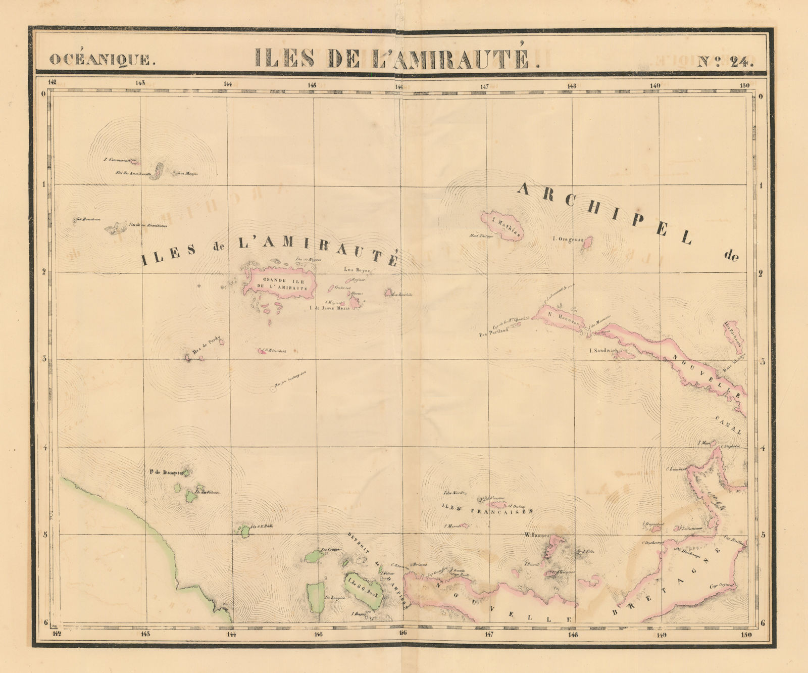 Associate Product Océanique. Iles de l'Amirauté #24. Bismarck Archipelago. VANDERMAELEN 1827 map