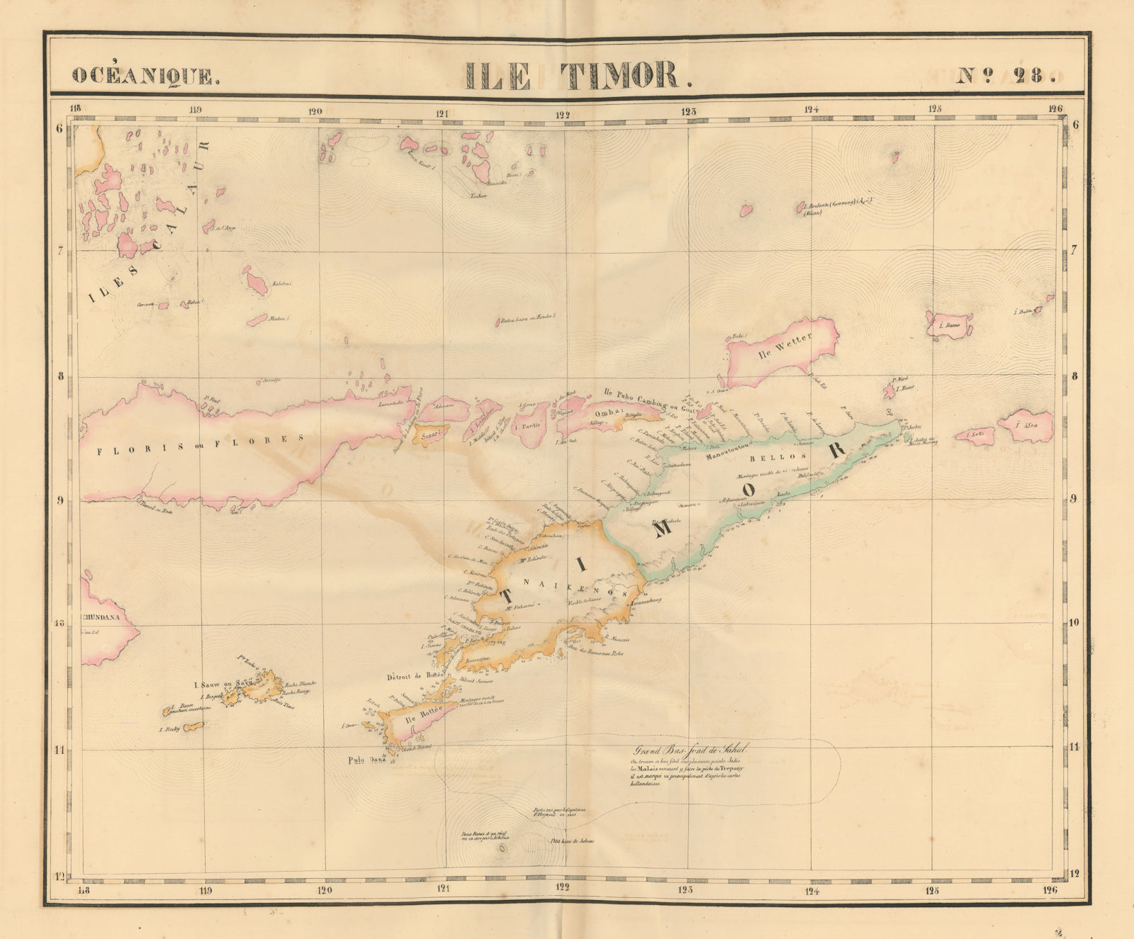 Associate Product Océanique. Ile Timor #28. Flores. Lesser Sunda Islands. VANDERMAELEN 1827 map