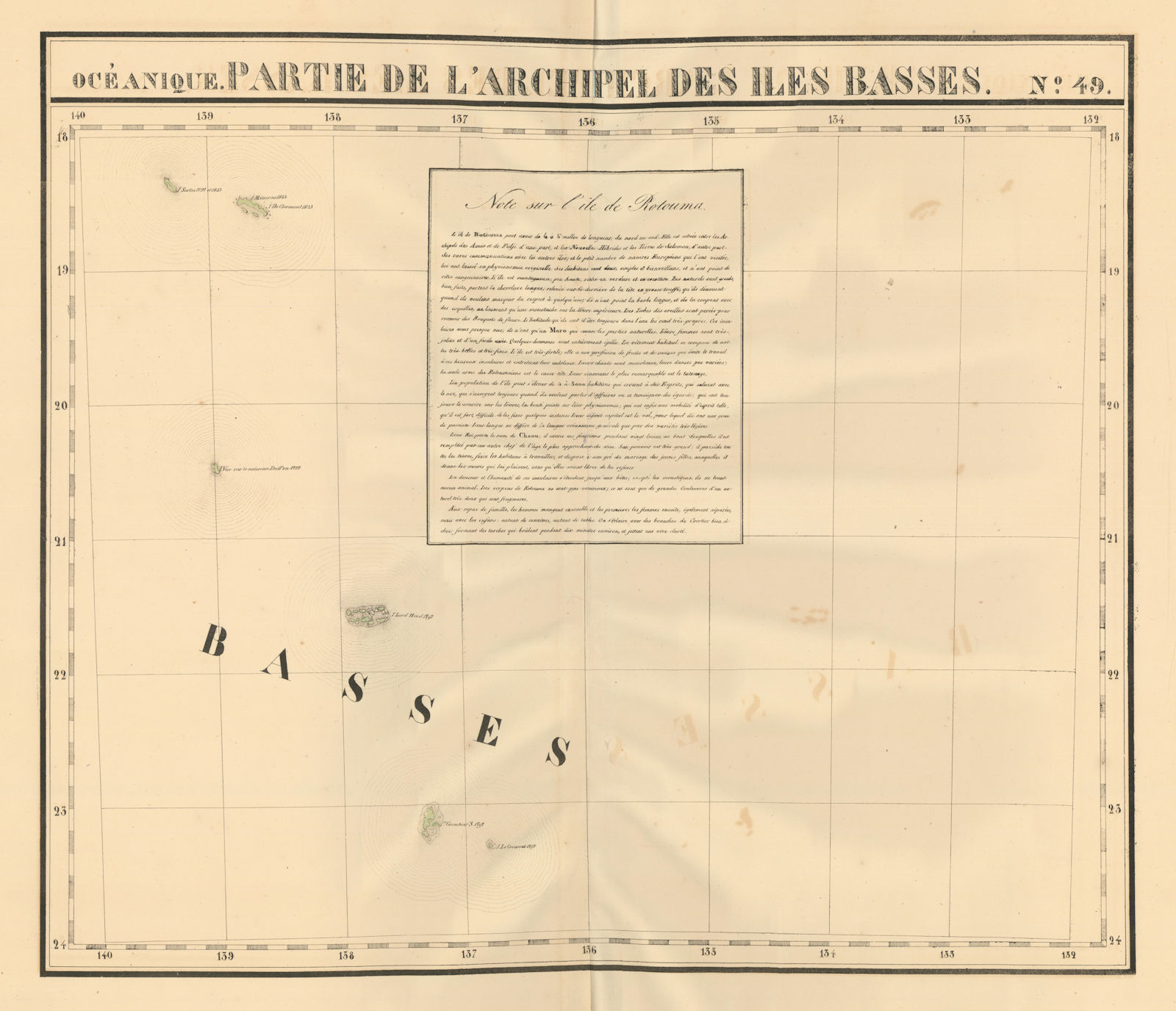 Associate Product Océanique. Partie… des Iles Basses #49 Gambiers Polynesia. VANDERMAELEN 1827 map
