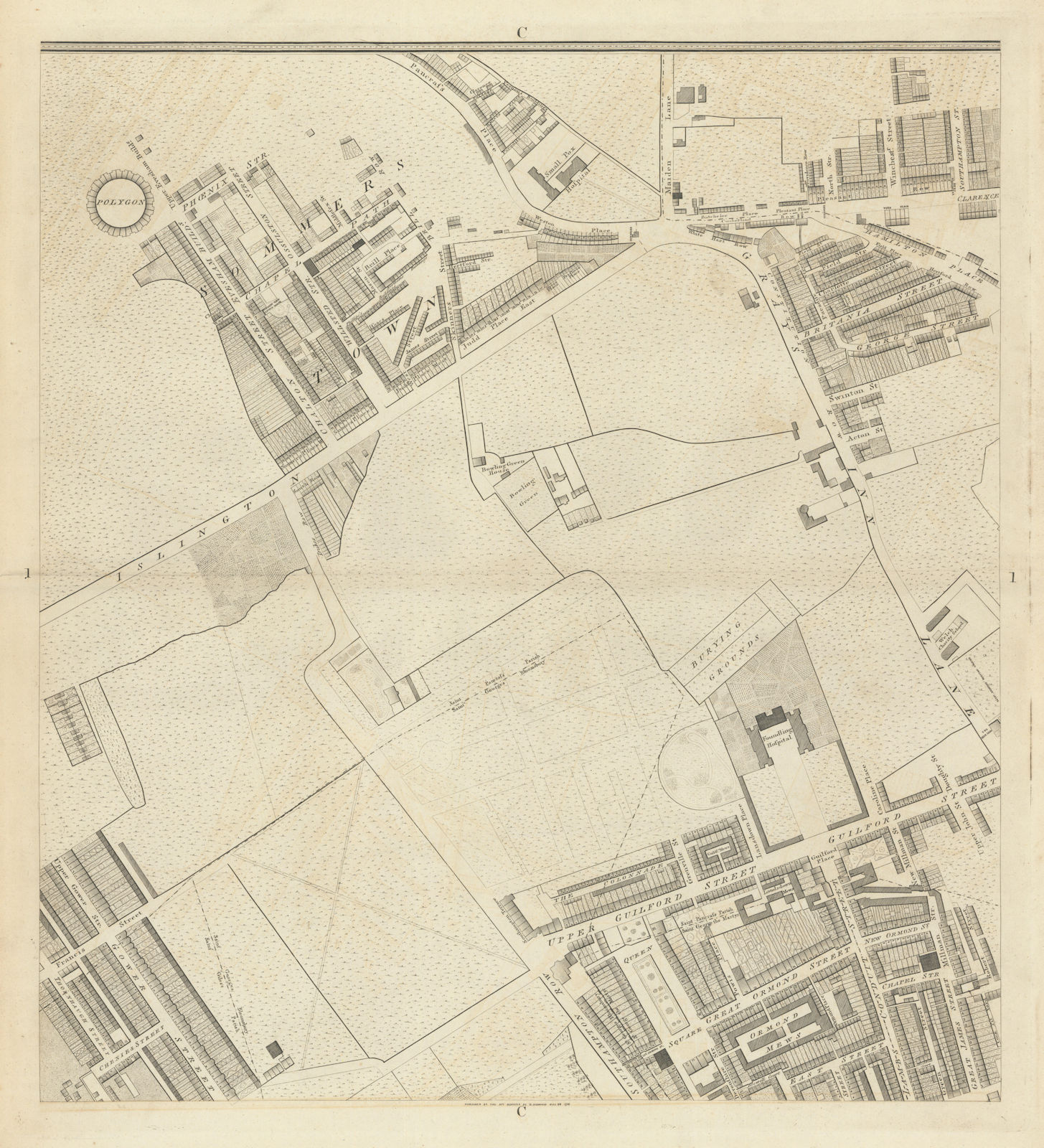 Associate Product Horwood London C1 Bloomsbury Somers Town Kings Cross St Pancras Euston 1799 map