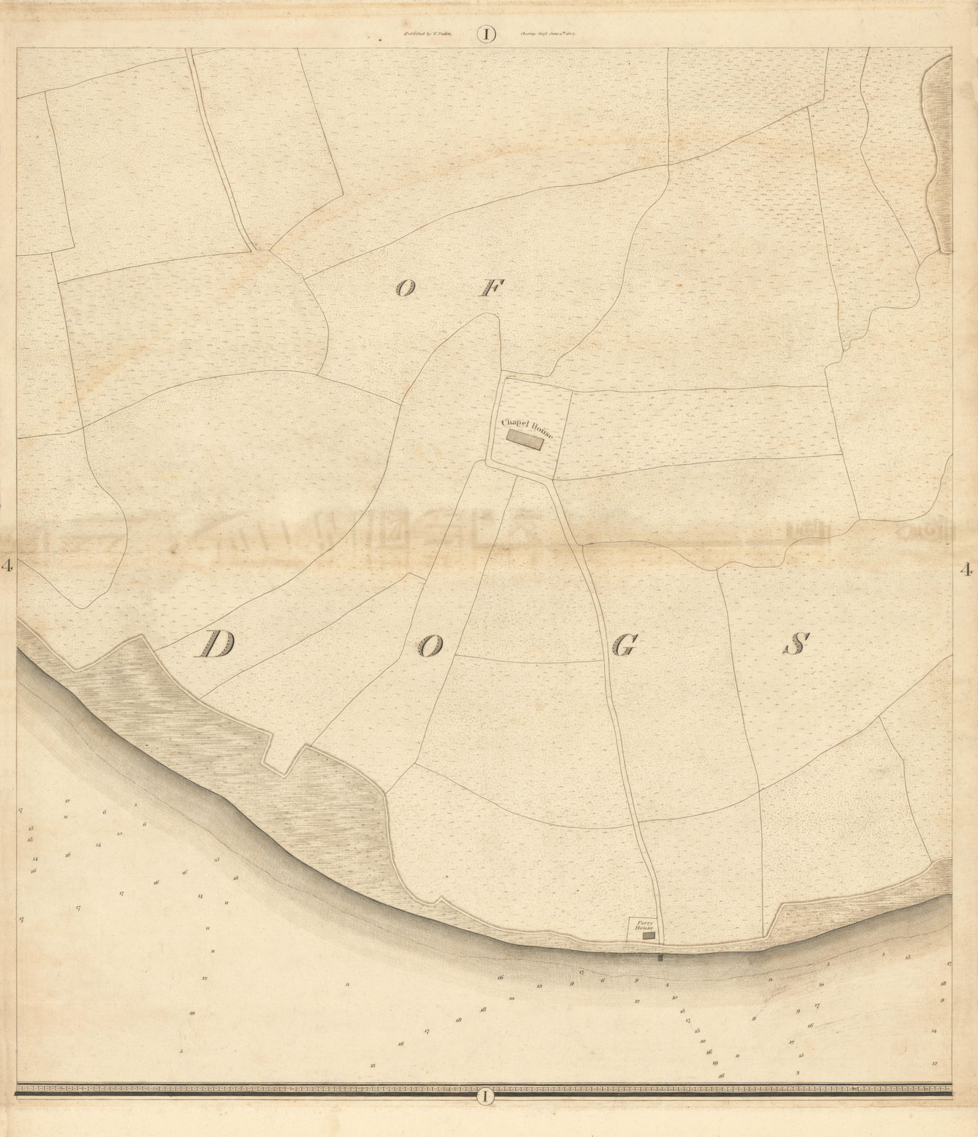 Horwood/Faden London I4 Isle of Dogs Mudchute Island Gardens 1807 old map
