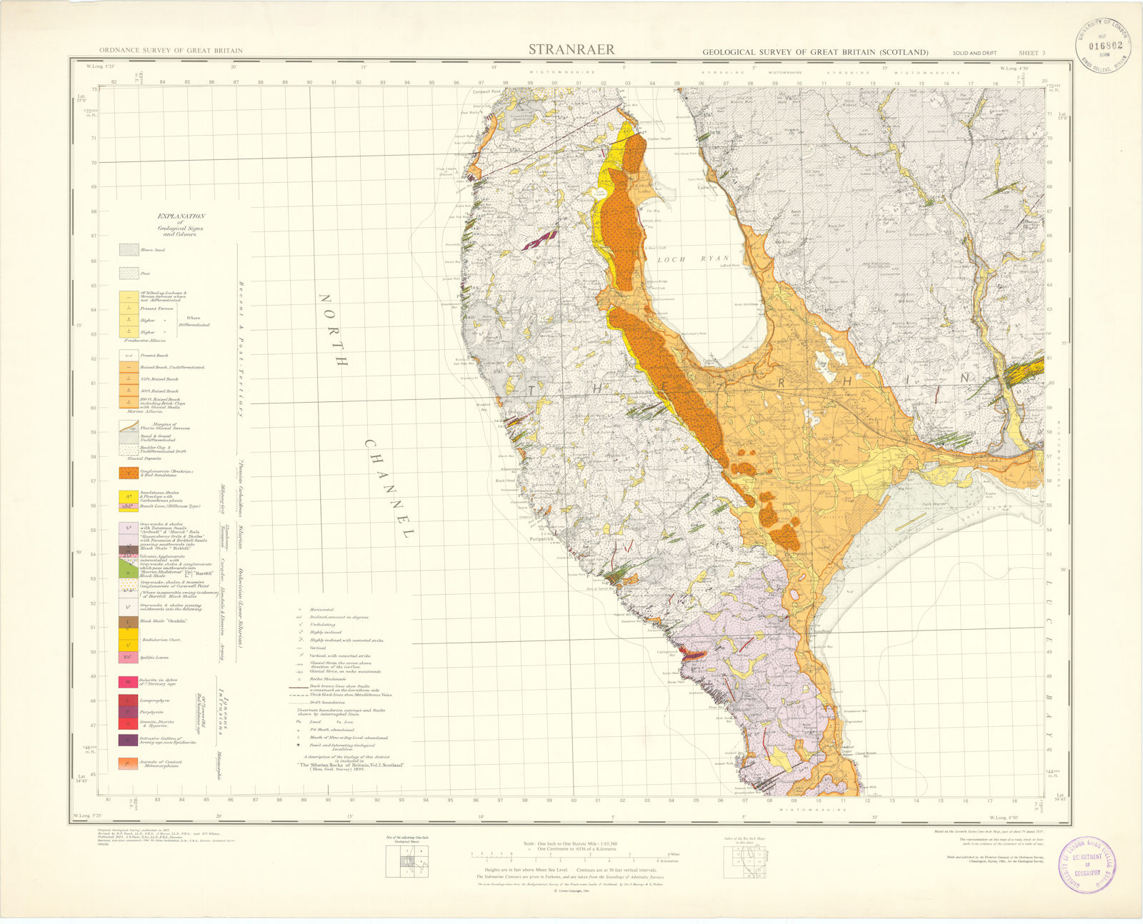 Associate Product Stranraer. Geological Survey of Scotland sheet 3. Port Patrick, Rhins 1966 map